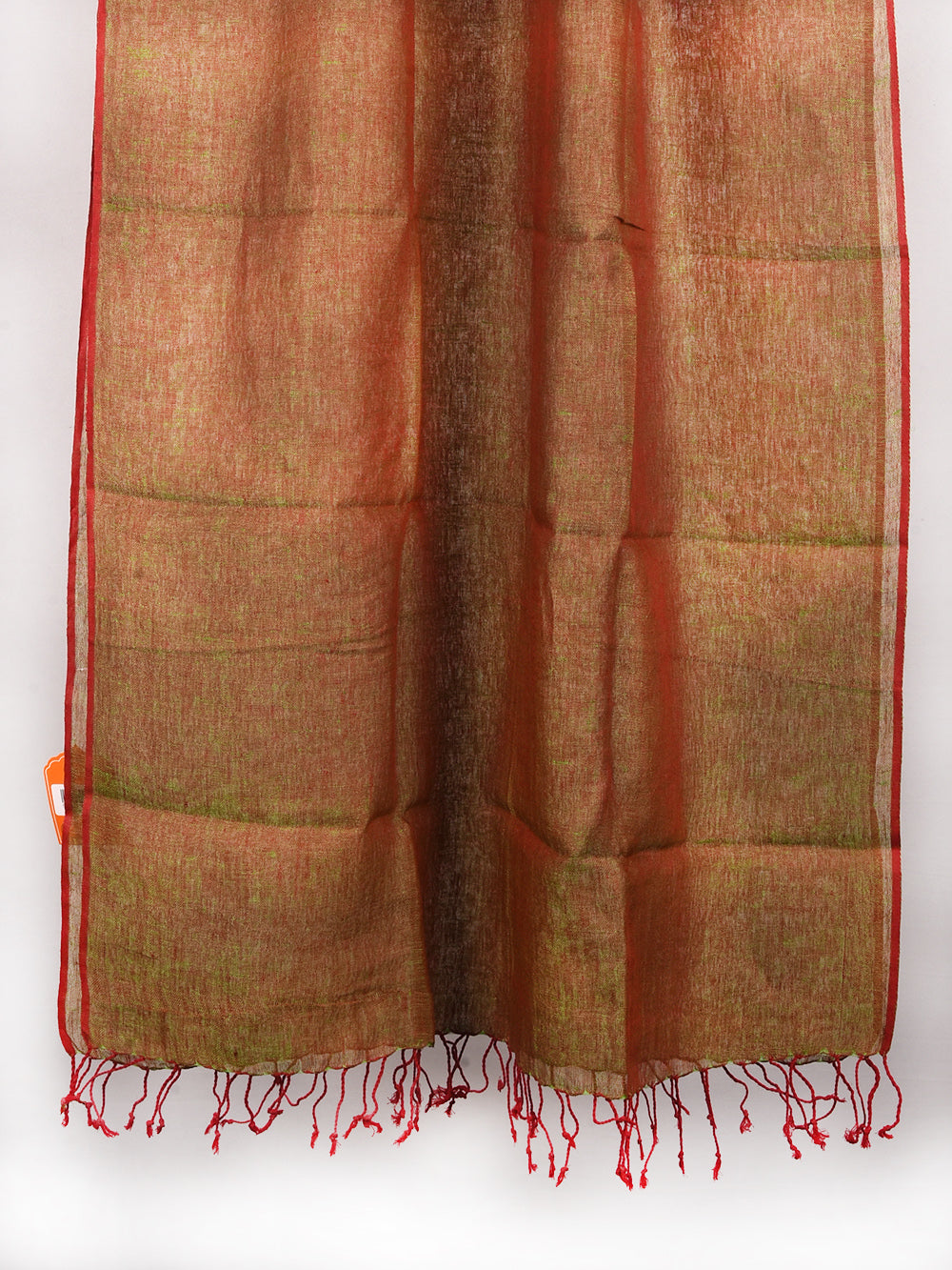 Yarn Dyed Red Green Pure Linen Dupatta