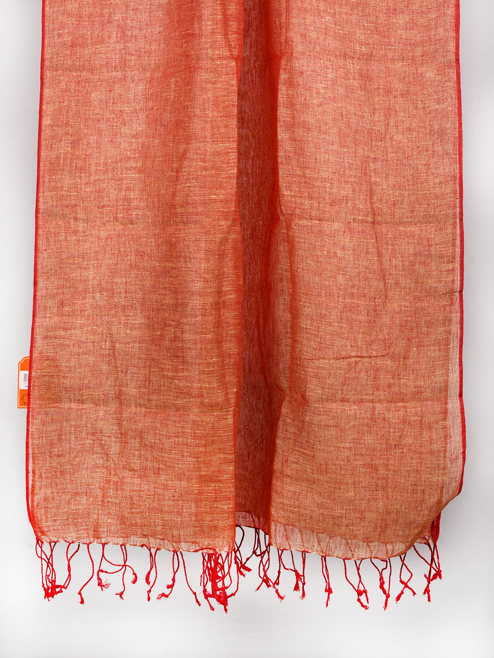 Yarn Dyed Red Orange Pure Linen Dupatta