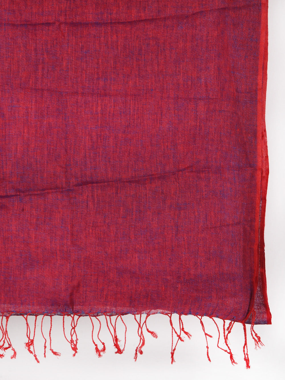 Yarn Dyed Red Firozi Pure Linen Dupatta