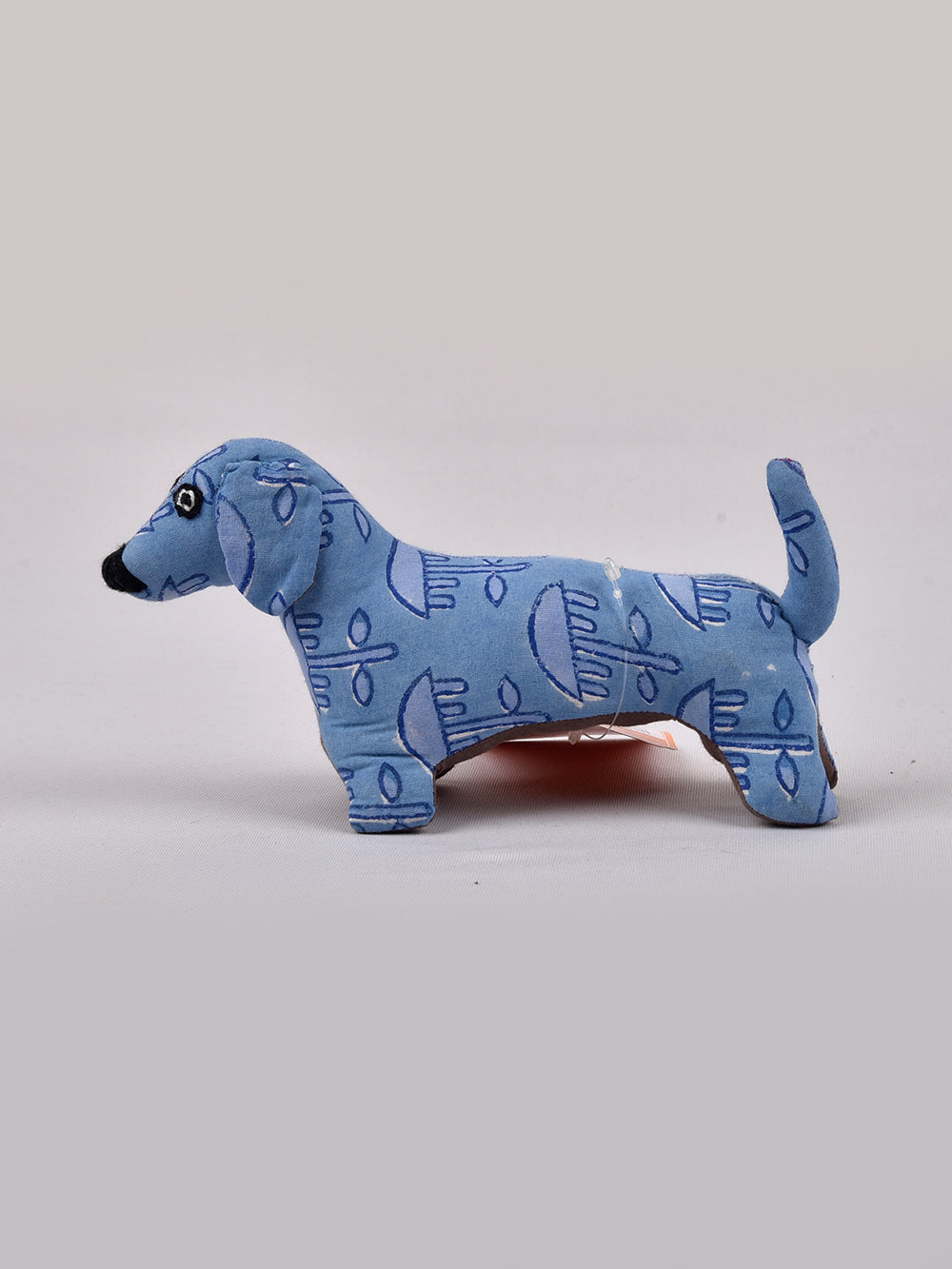 Dog Sky Blue Hand Block Printed Fabric Soft Toy