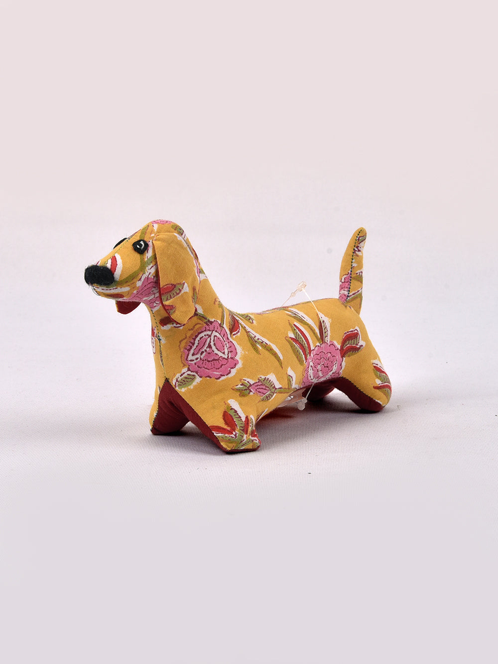 Dog Yellow Hand Block Printed Fabric Soft Toy