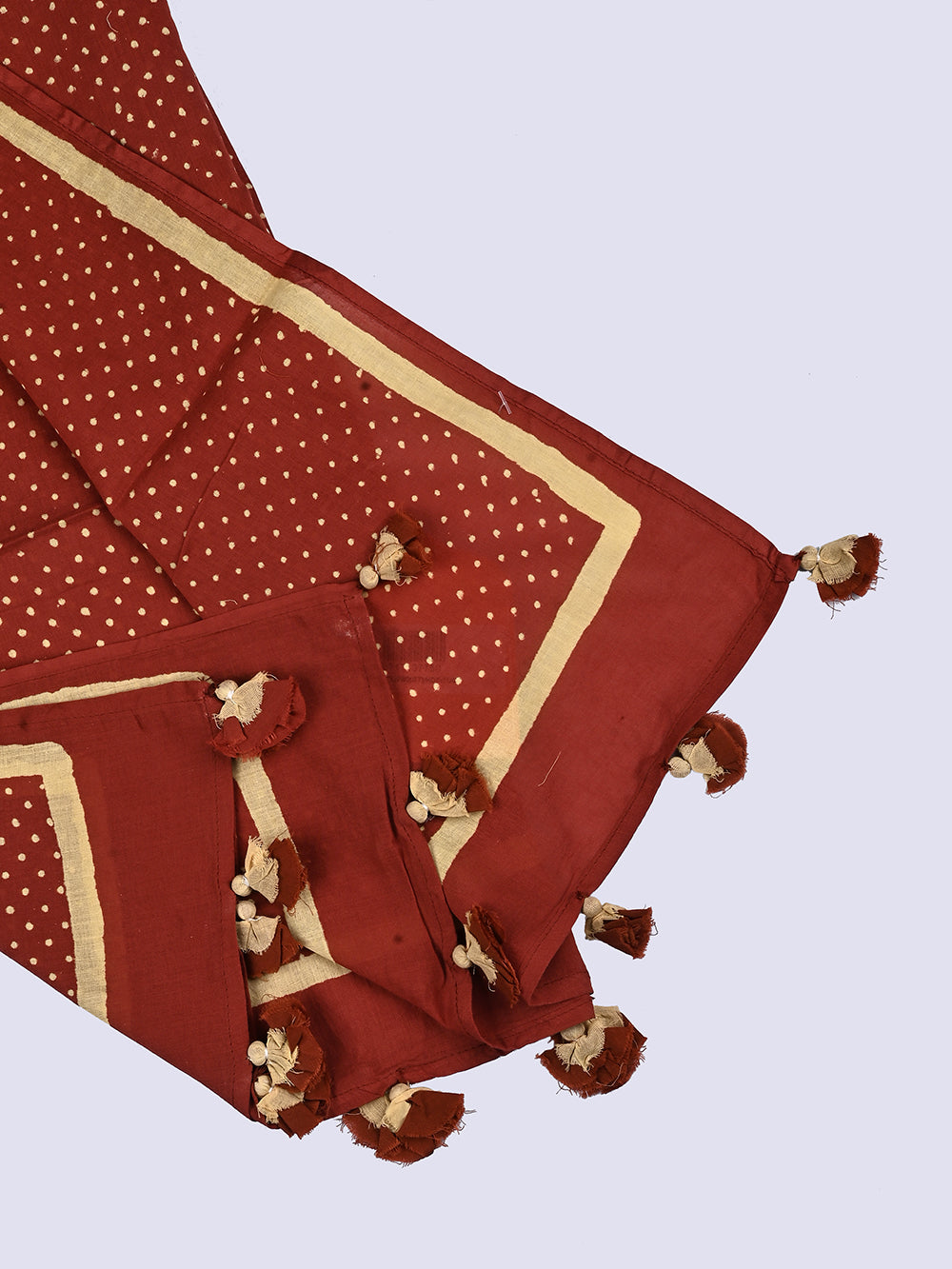 Red Bindi Cotton Voile Block Printed Stole