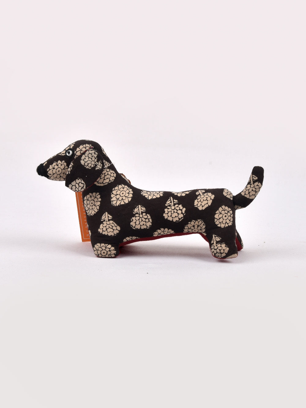 Dog B Black Hand Block Printed Fabric Soft Toy
