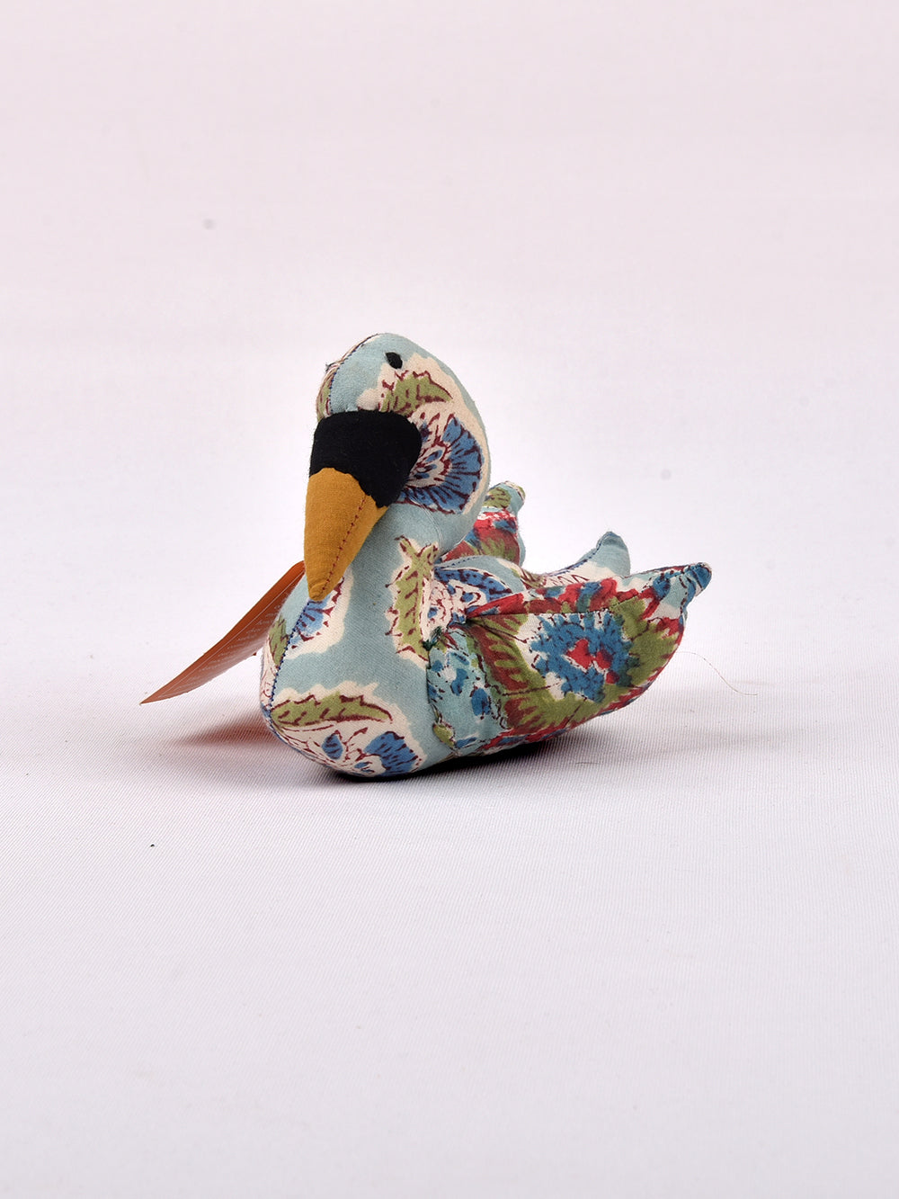 Swan Aqua Blue Hand Block Printed Fabric Soft Toy
