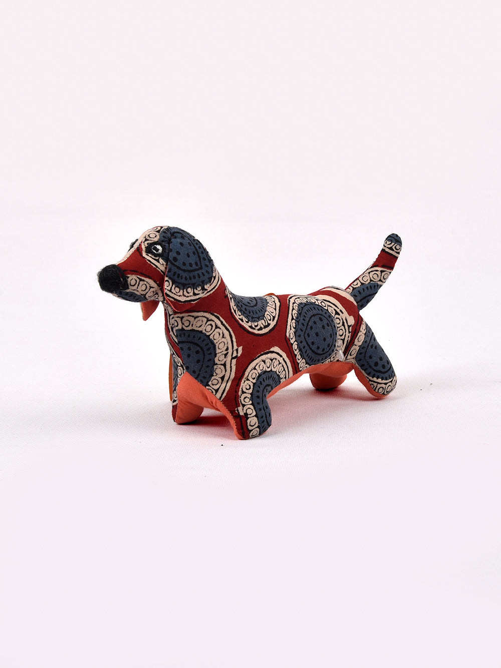 Dog B Red Hand Block Printed Fabric Soft Toy