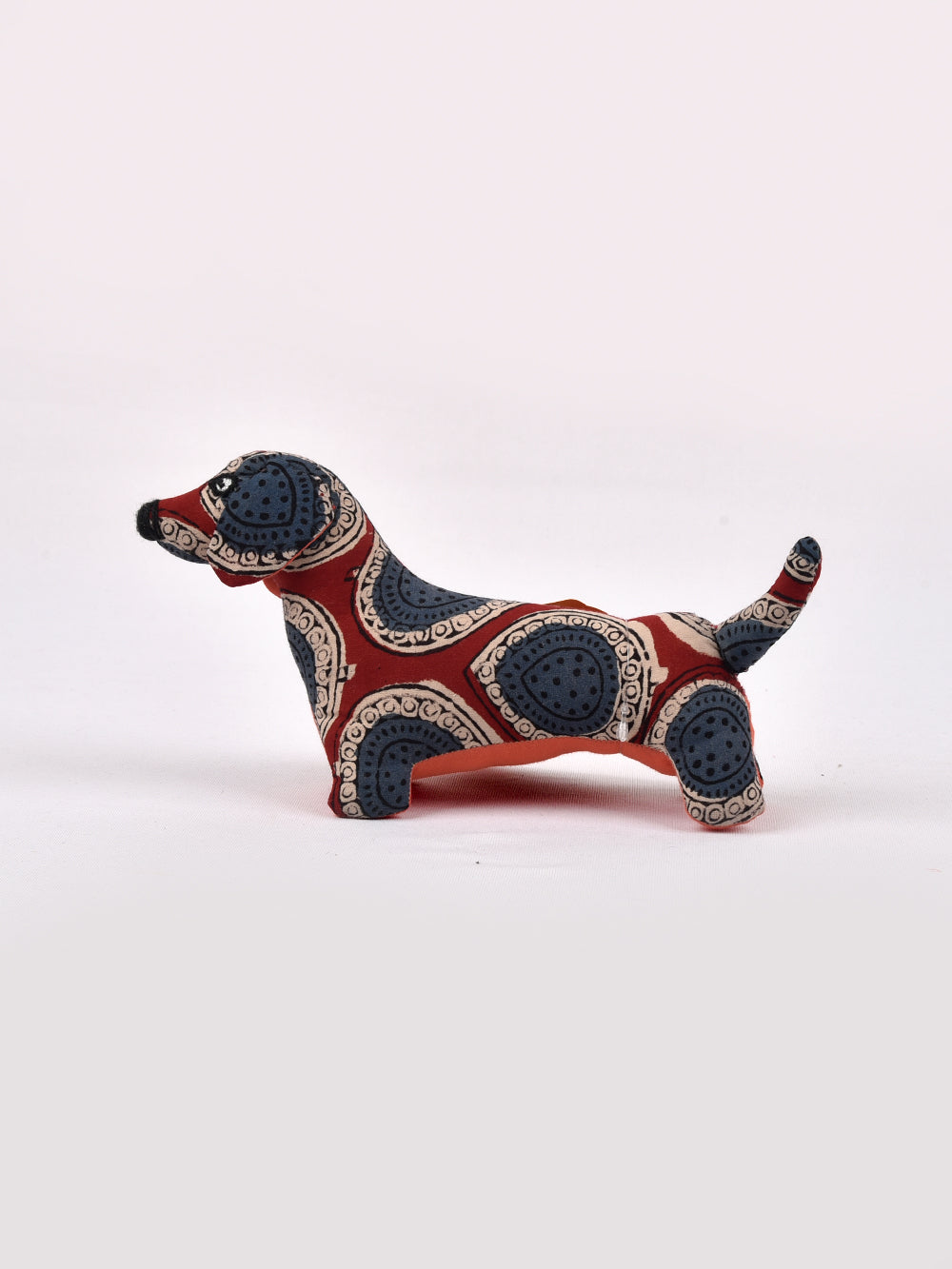 Dog B Red Hand Block Printed Fabric Soft Toy
