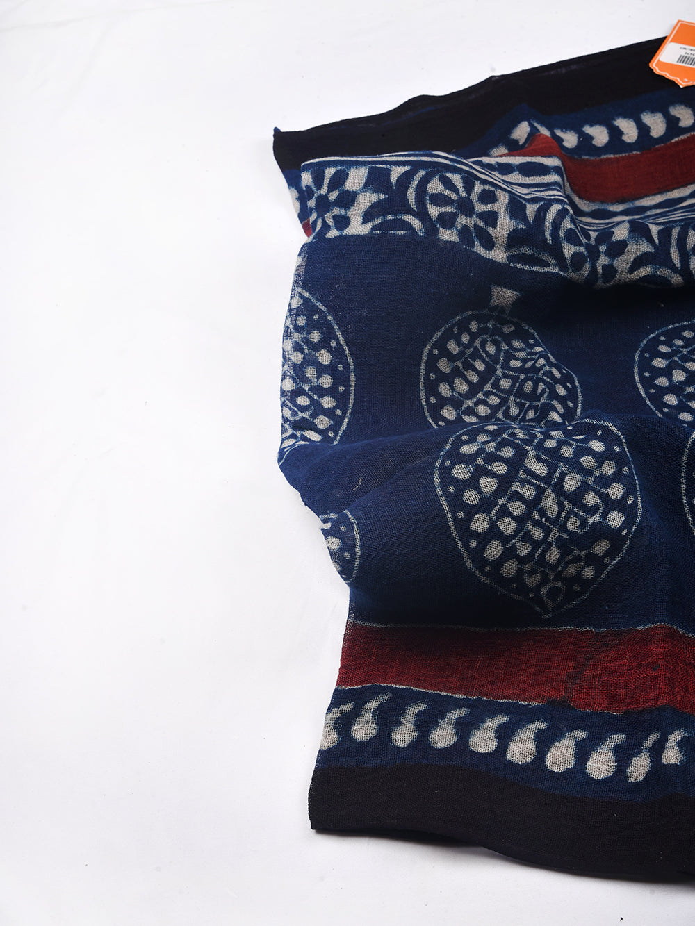 Bagru Daboo Indigo Boota Hand Printed Pure Linen Dupatta