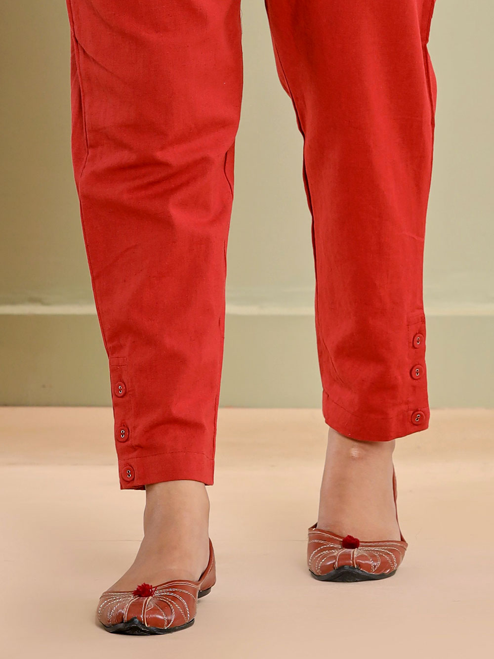 Brick Red Cotton Flex Jodhpuri Pants
