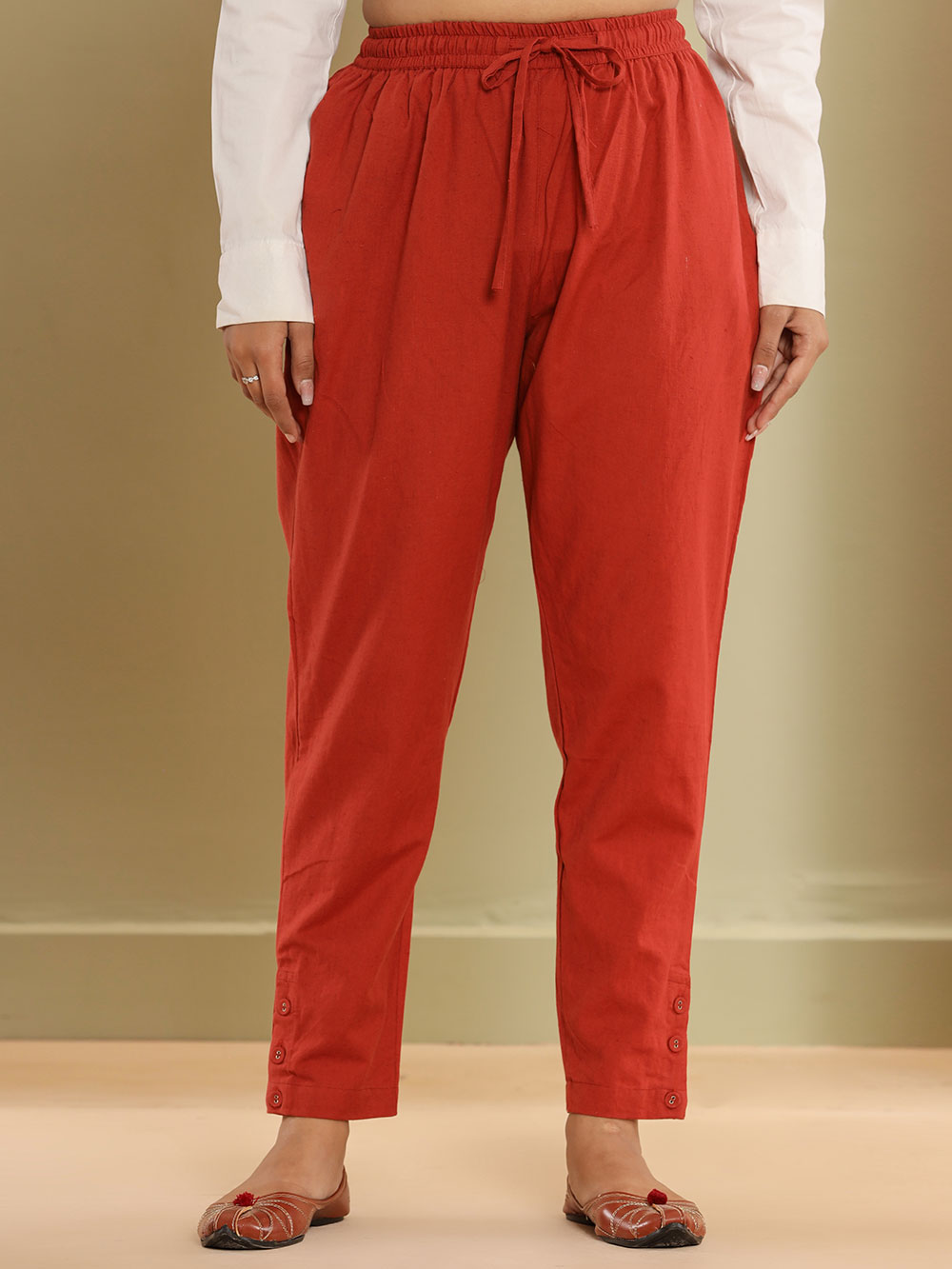 Brick Red Cotton Flex Jodhpuri Pants