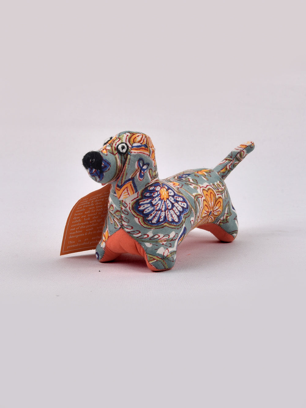 Dog Aqua Hand Block Printed Fabric Soft Toy