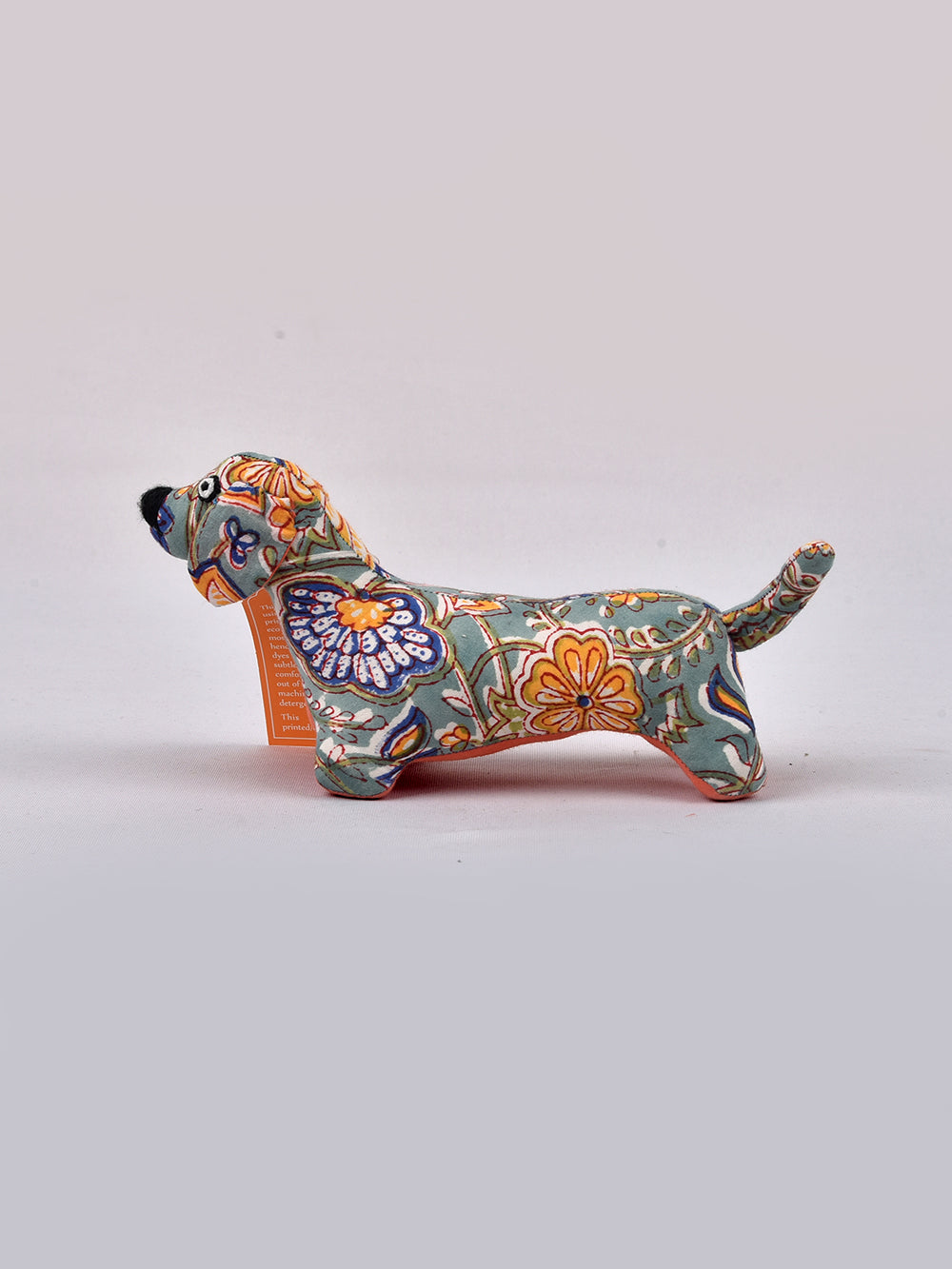 Dog Aqua Hand Block Printed Fabric Soft Toy