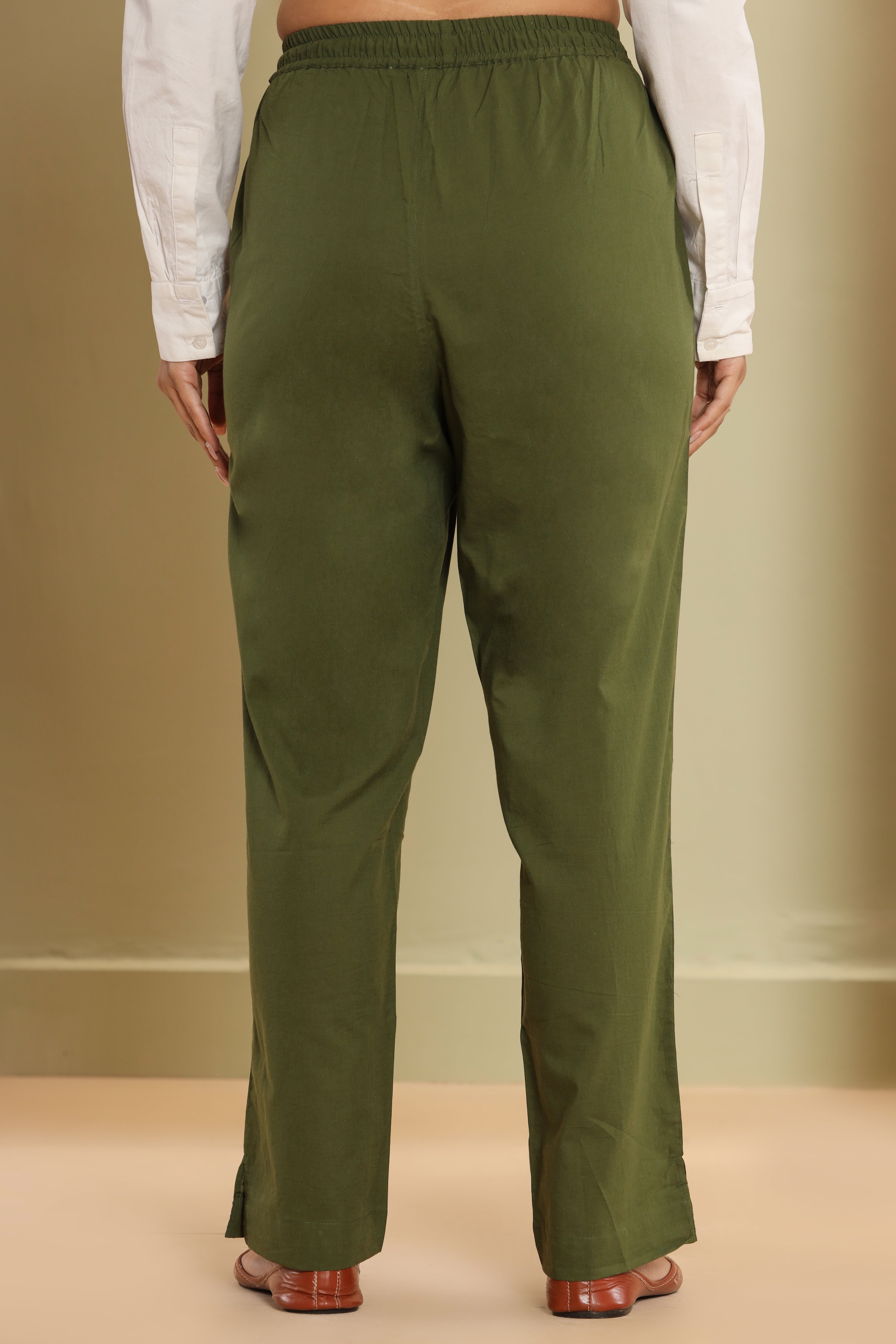 Olive Green Cotton Cambric Lounge Pant
