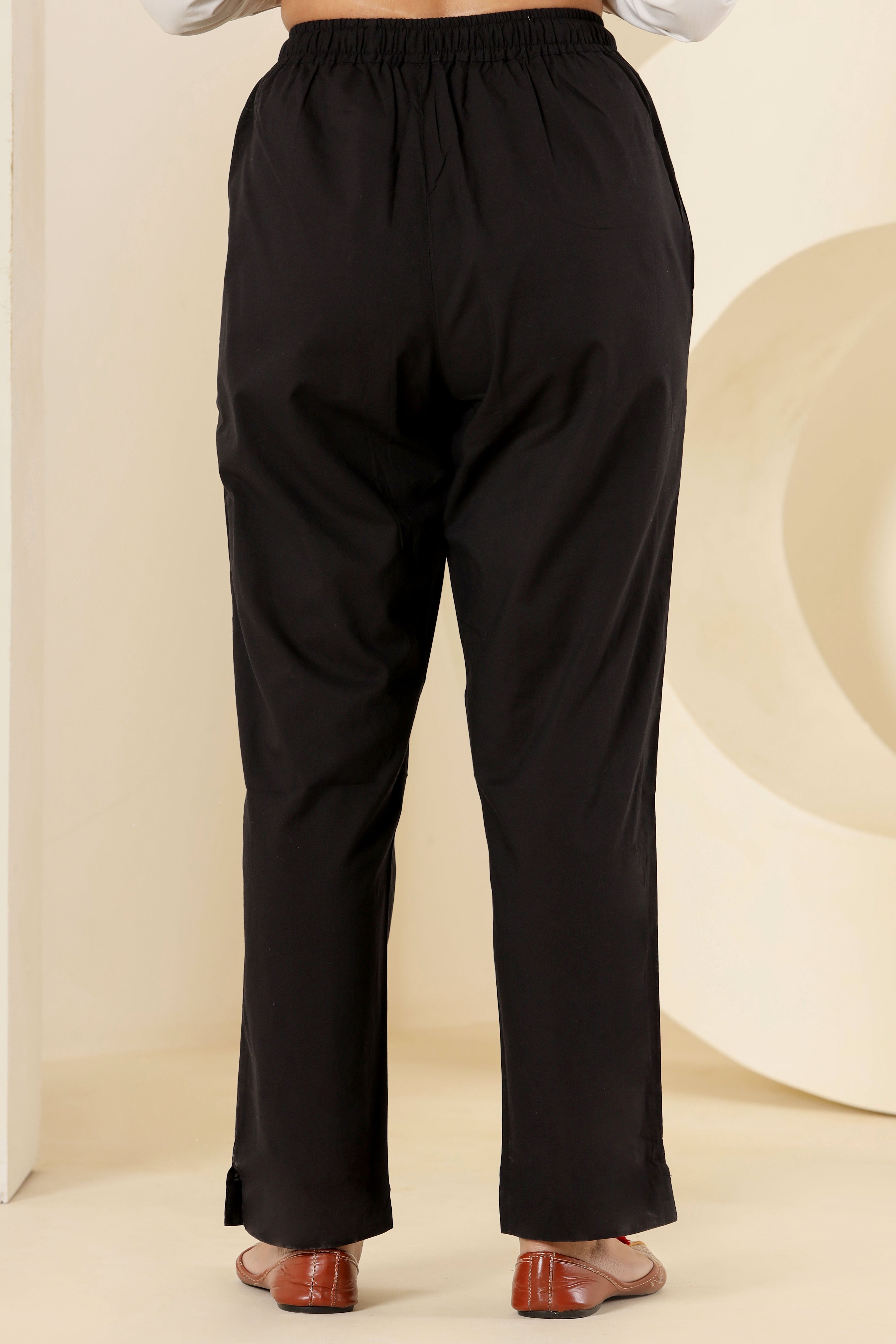 Black Cotton Cambric Lounge Pant