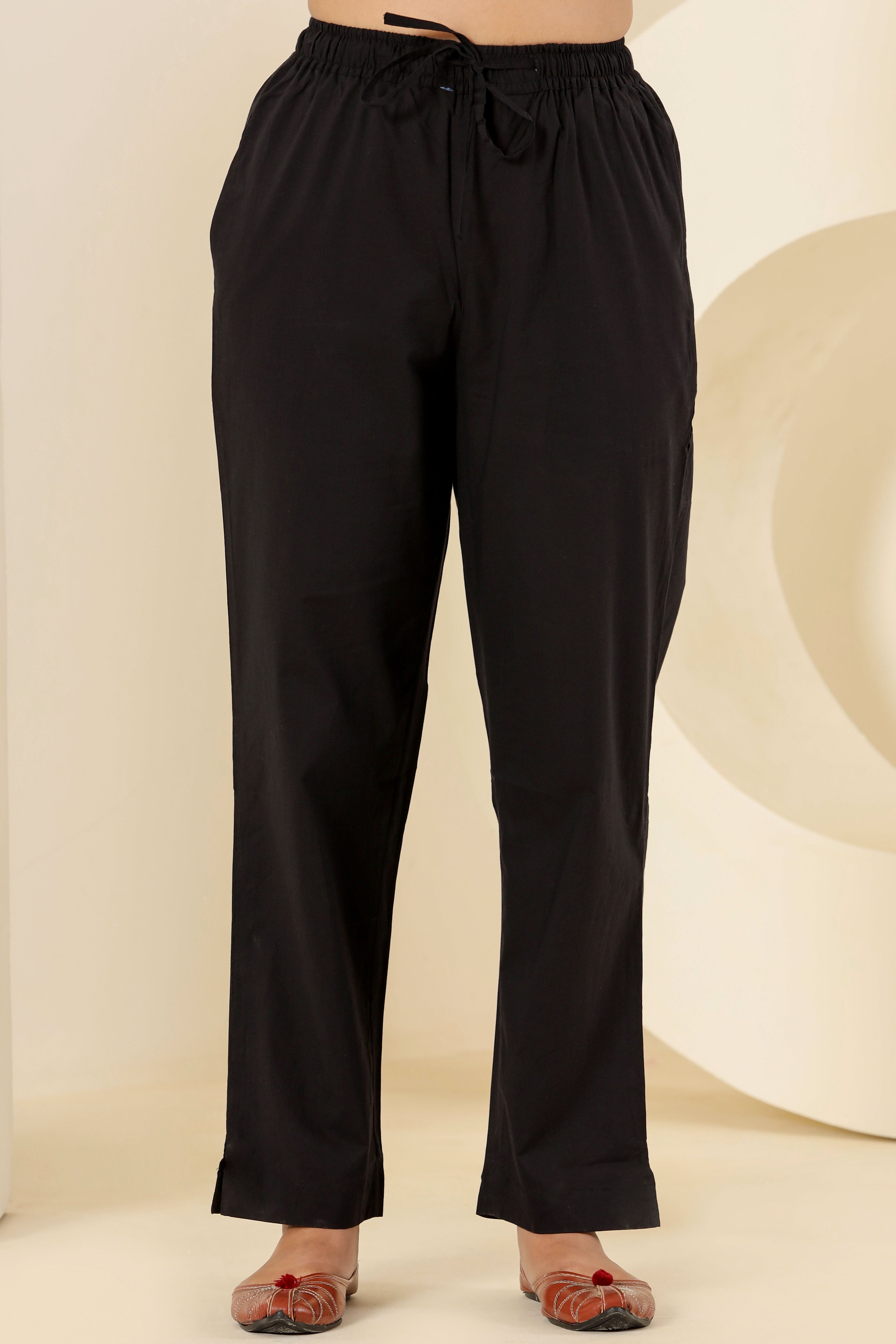 Black Cotton Cambric Lounge Pant