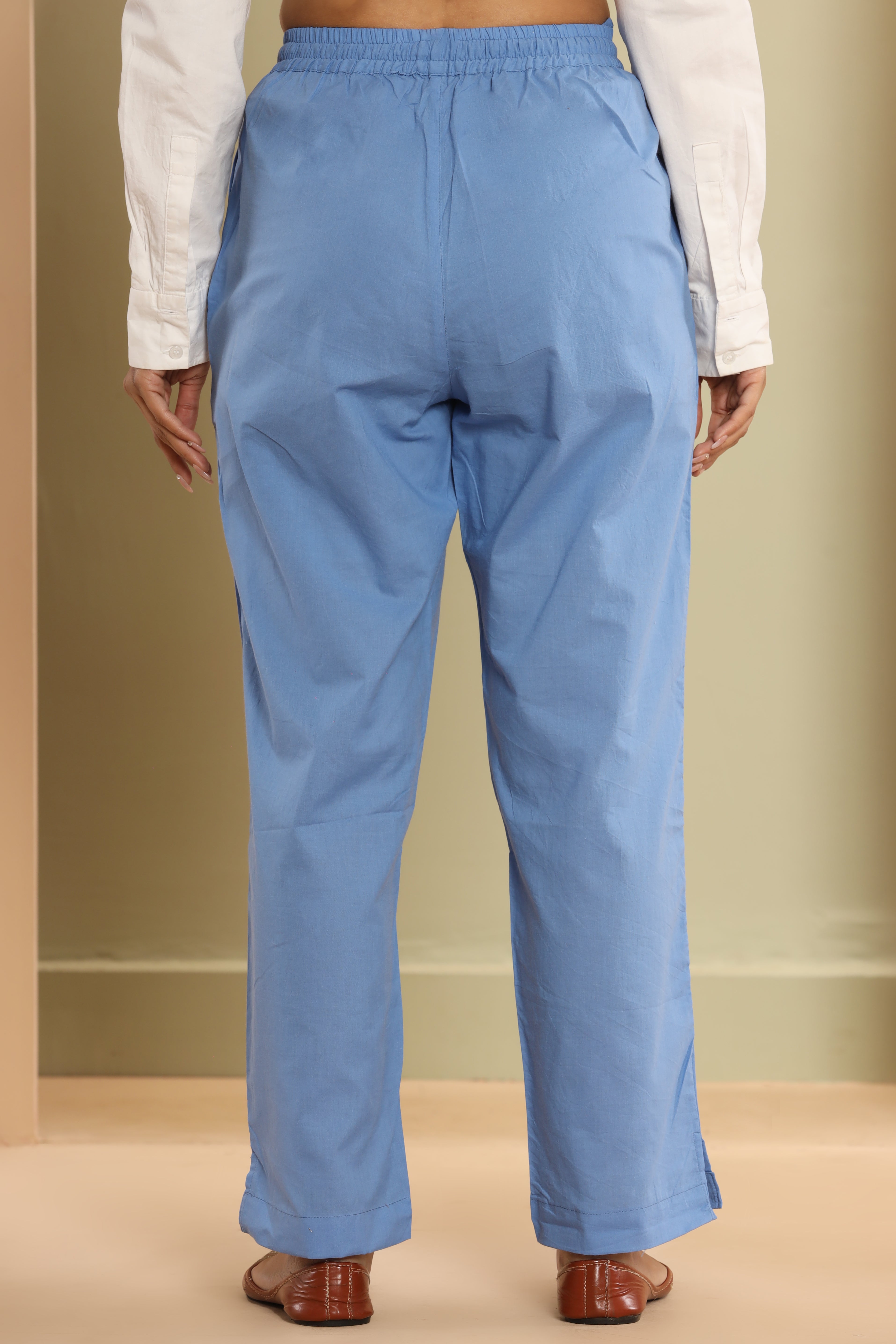 Serene Blue Cotton Cambric Lounge Pant