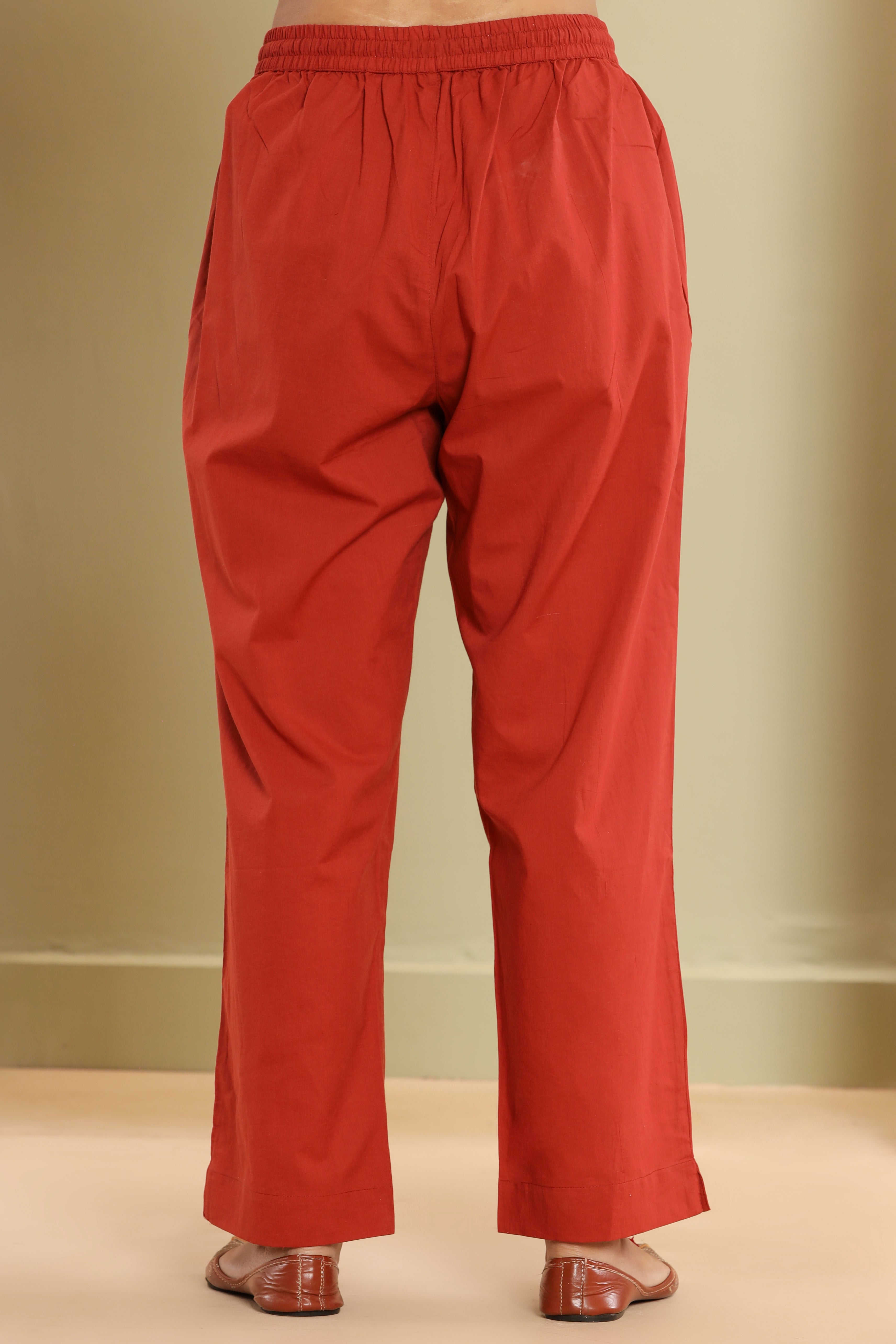 Brick Red Cotton Cambric Lounge Pant