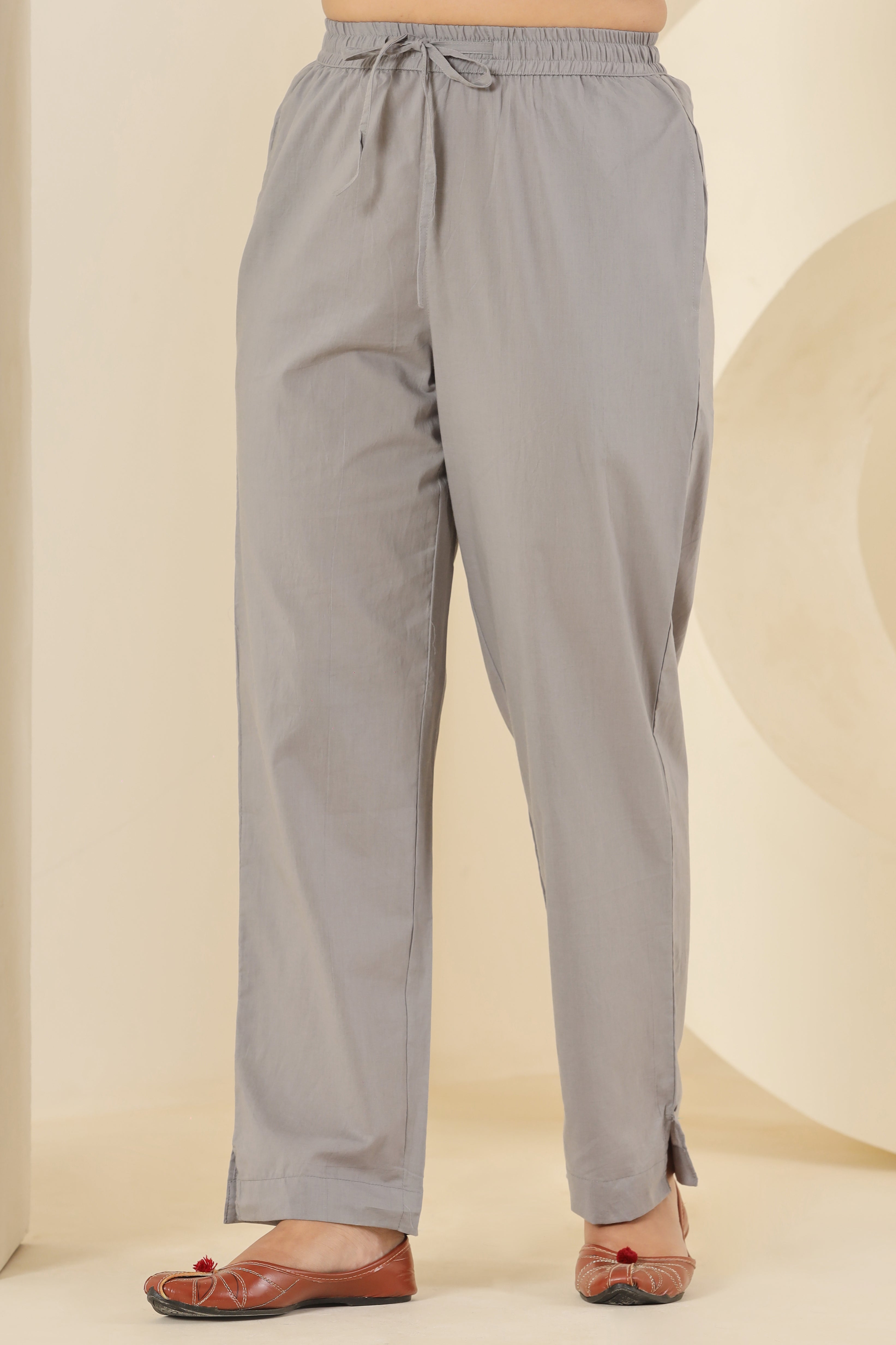 Cloudy Grey Cotton Cambric Lounge Pant