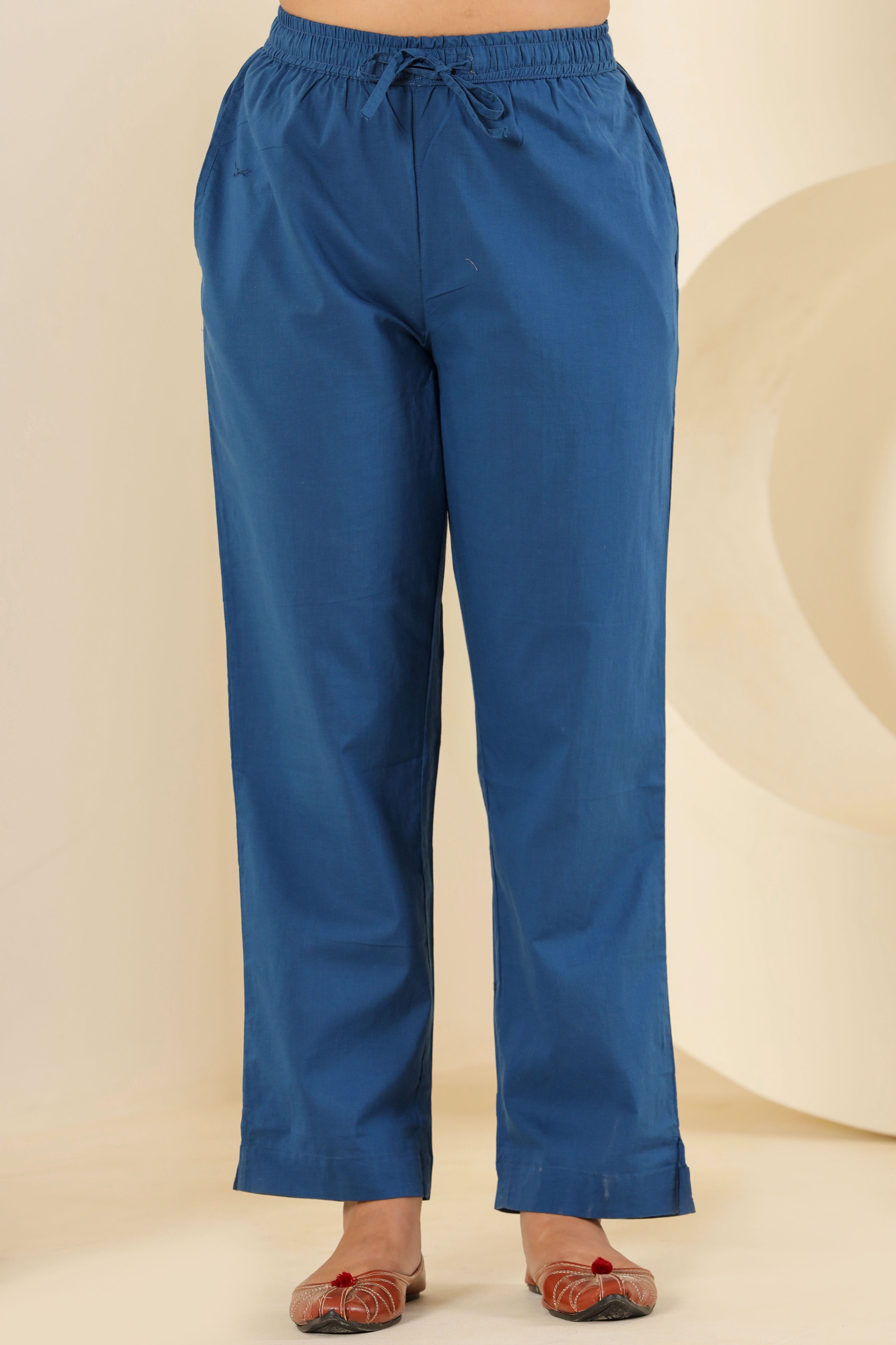 Indigo Blue Cotton Cambric Lounge Pant