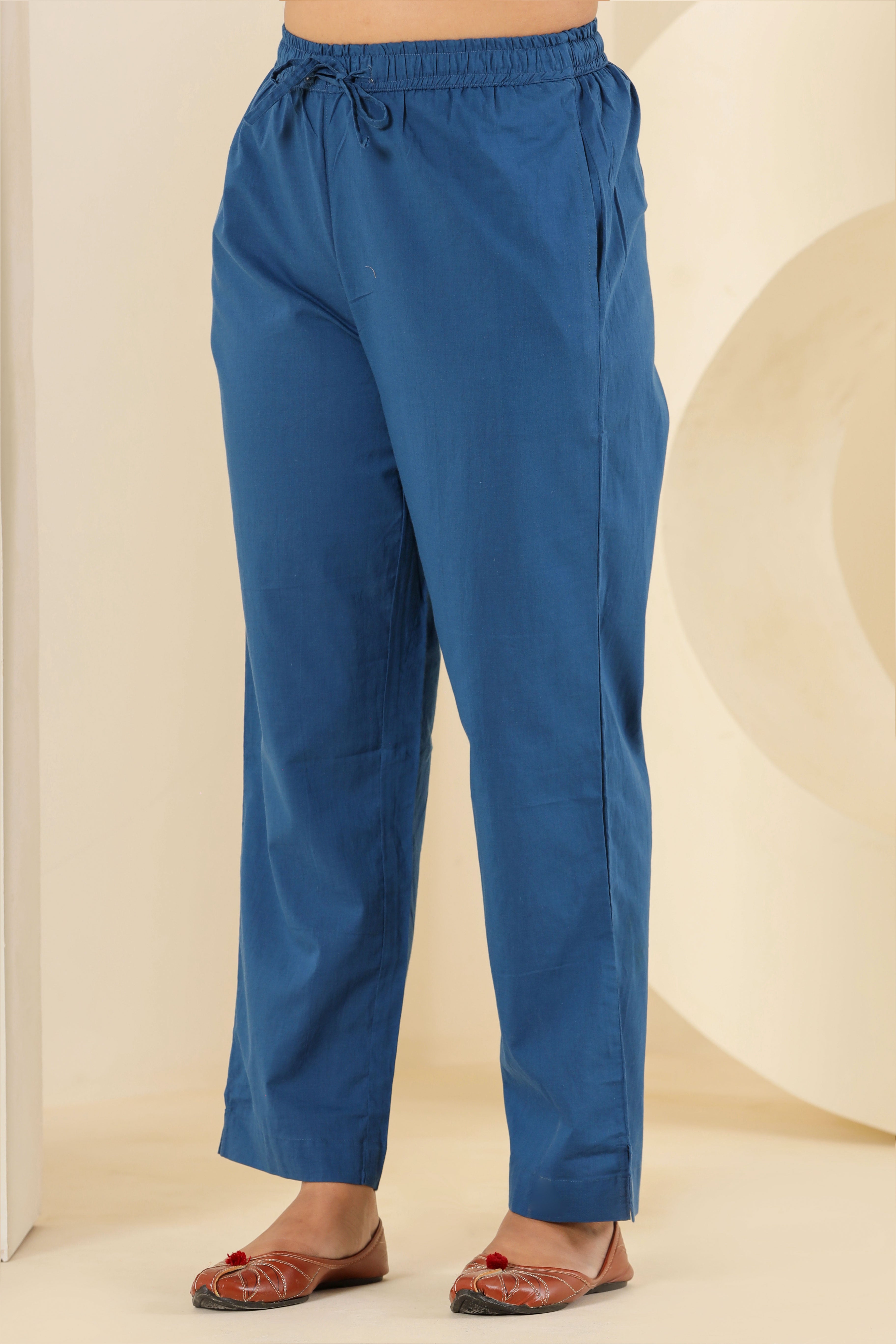 Indigo Blue Cotton Cambric Lounge Pant