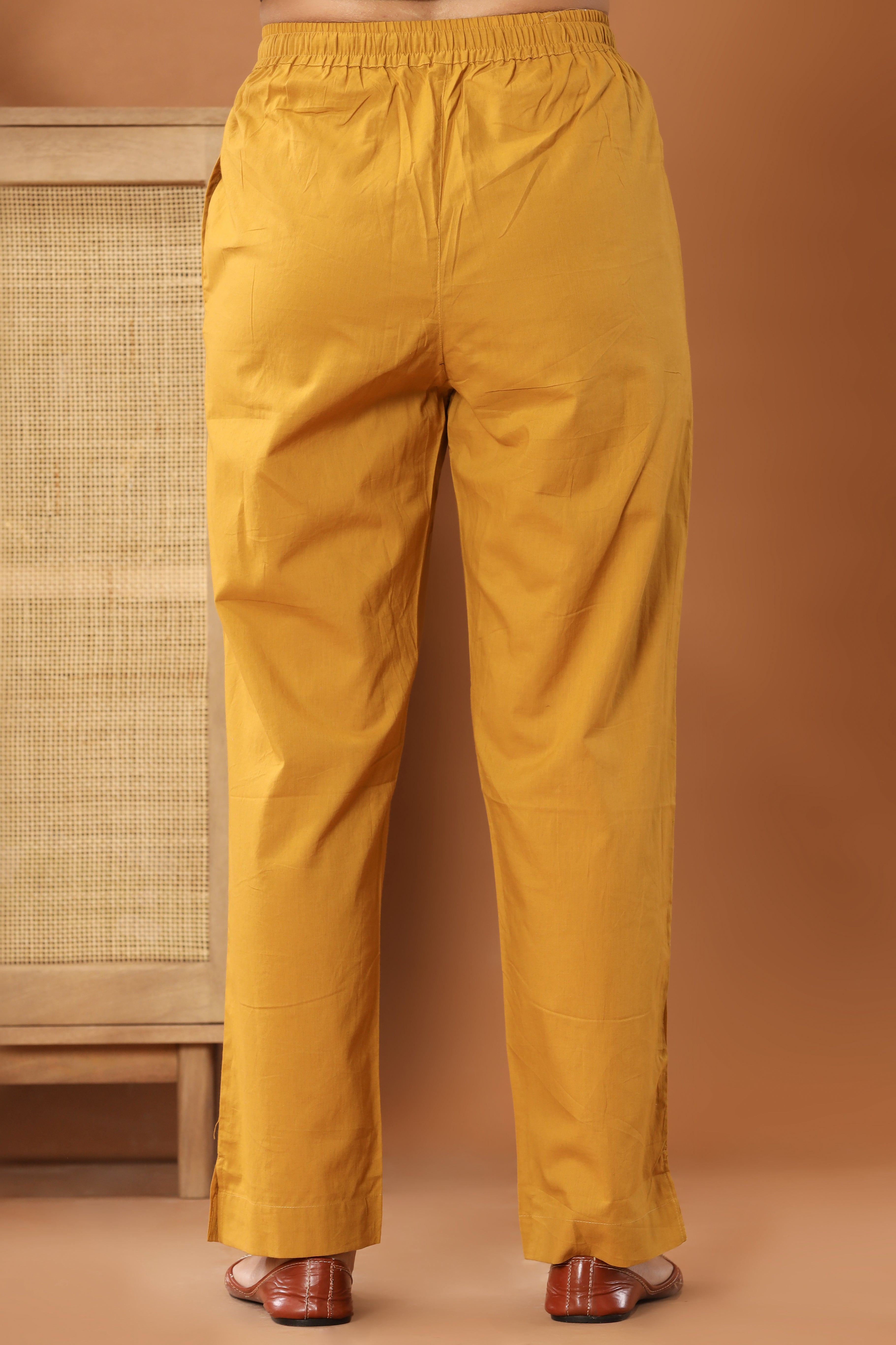 Bagru Yellow Cotton Cambric Lounge Pant