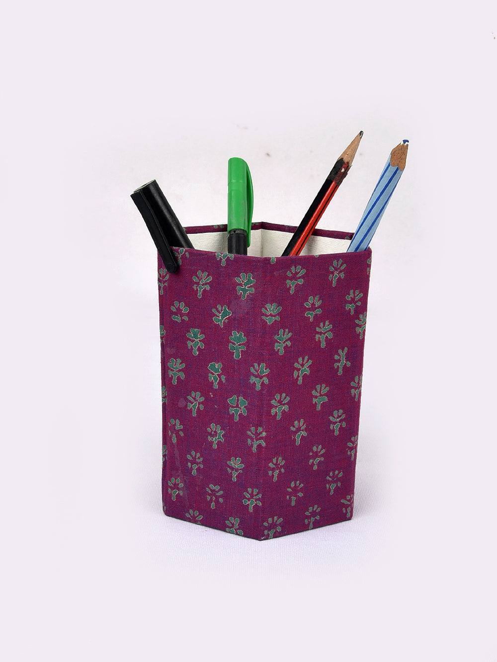 Purple Mini Booti Hand Block Printed Foldable Pen Stand