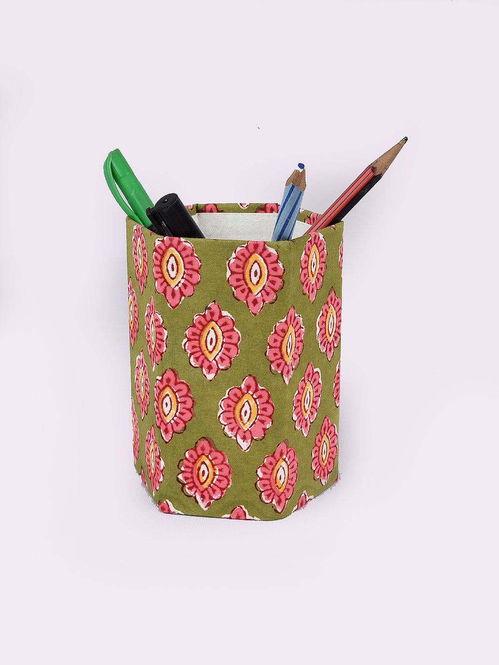 Green Booti Hand Block Printed Foldable Pen Stand
