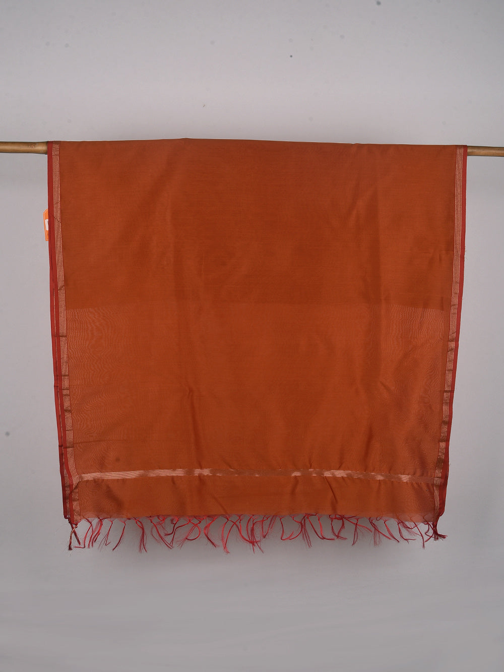 Reddish Orange Cross Yarn Dyed Pure Chanderi Dupatta