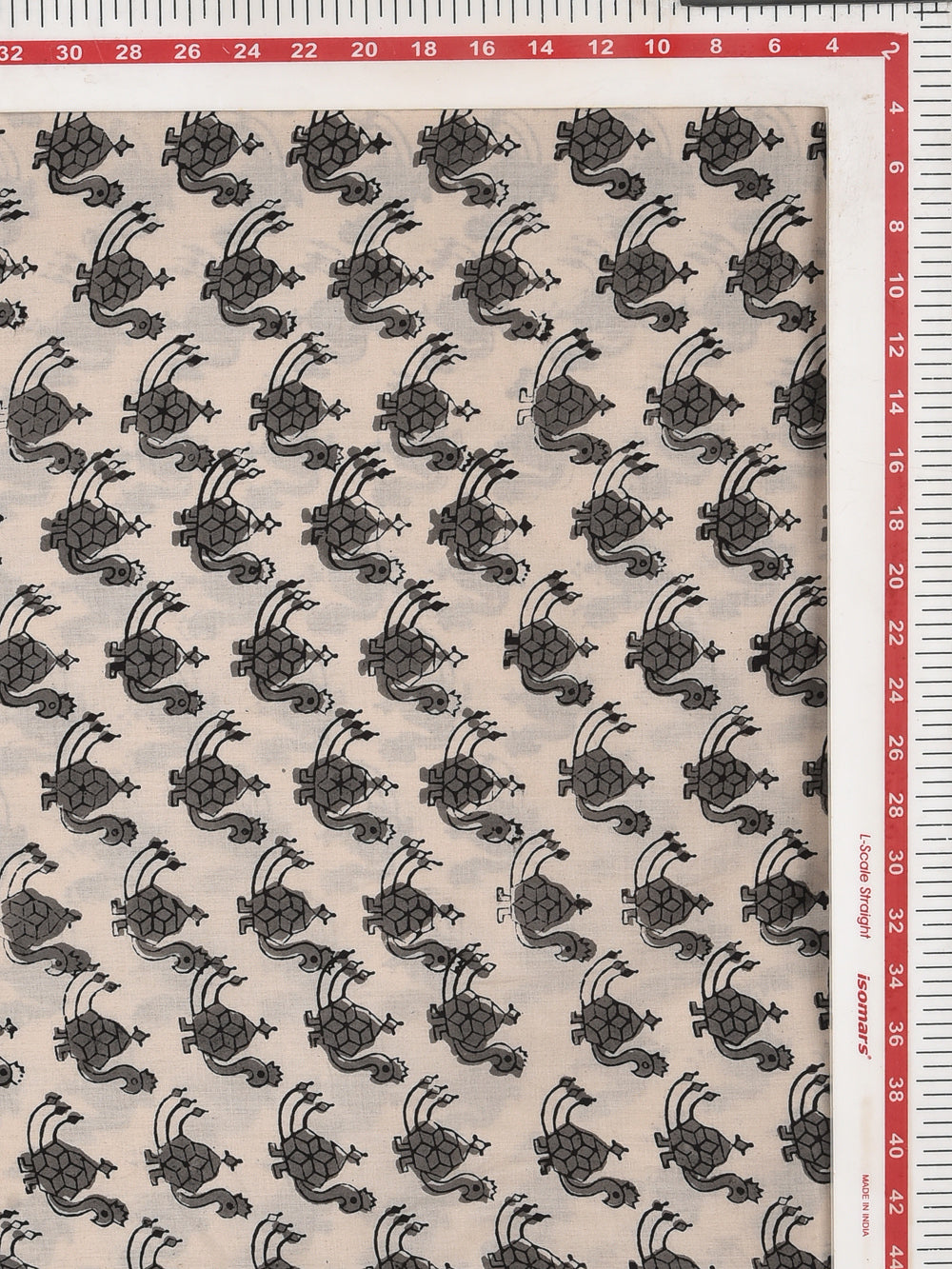 Bagru Natural Colour Grey Turtle Animal Pattern Cotton Cambric Fabric
