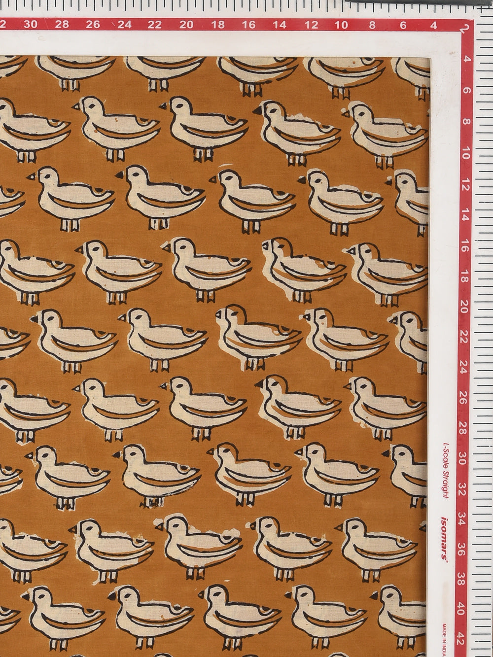 Bagru Natural Colour Yellow Batak Duck Animal Print Cotton Cambric Fabric