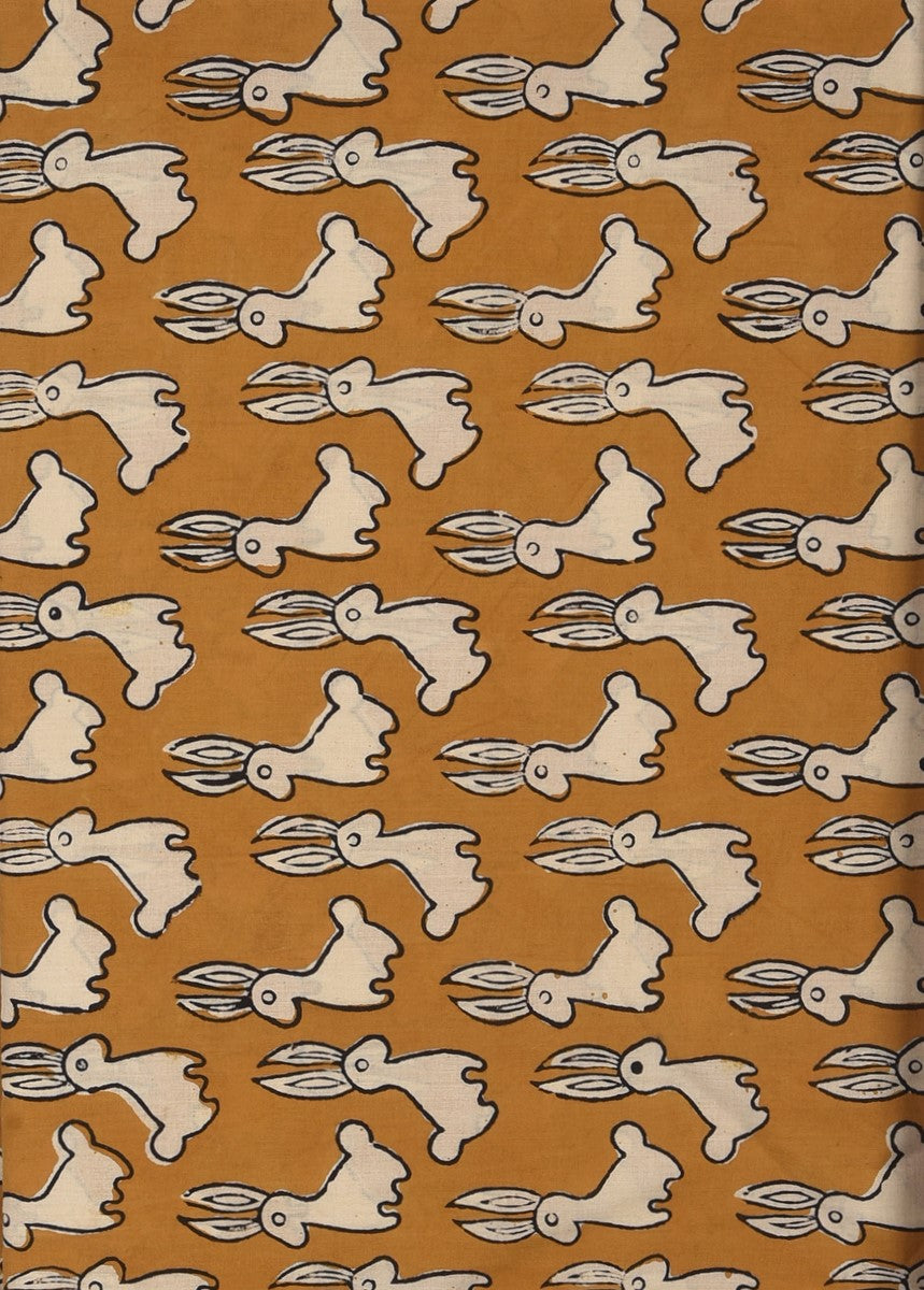 Black Bagru Natural Colour Gilaharee Squirrel Animal Pattern Cotton Cambric Fabric
