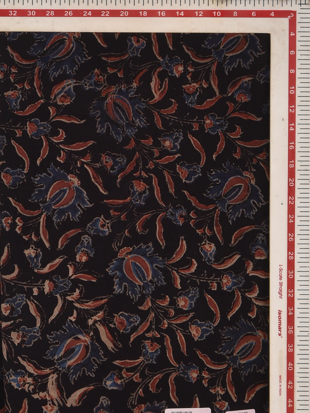 Black Chintz Jaal Ajrak Cotton Cambric Hand Printed Fabric