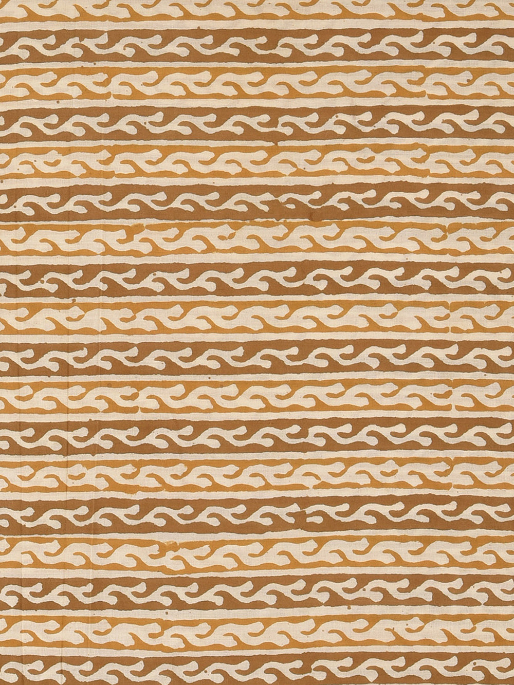 Bagru Yellow Natural Dyed Border Parcha Pattern Hand Block Printed Cotton Cambric Fabric