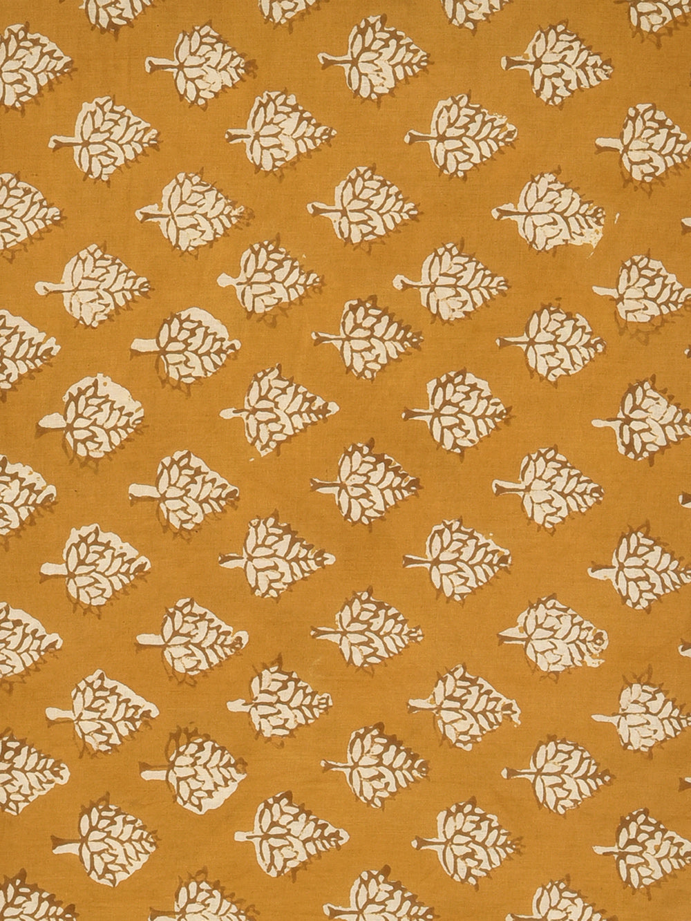 Bagru Yellow Choti Kali Flower Booti Pattern Hand Block Printed Cotton Cambric Fabric