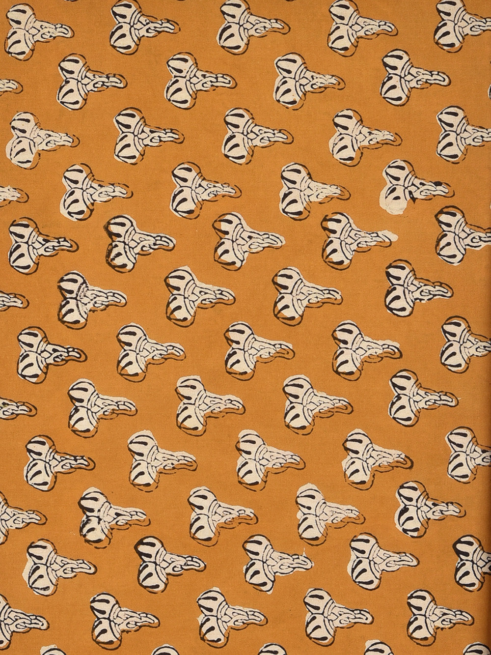 Bagru Natural Yellow Ghungroo Print Cotton Cambric Fabric