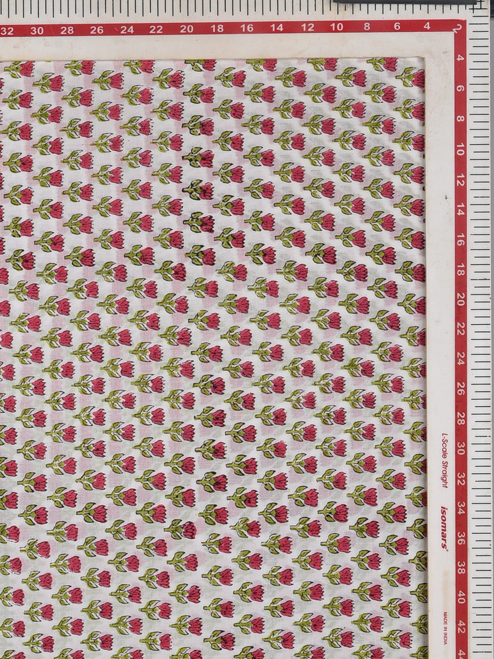 Flower Booti Pink Cotton Cambric Sanganeri Hand Block Printed Fabric