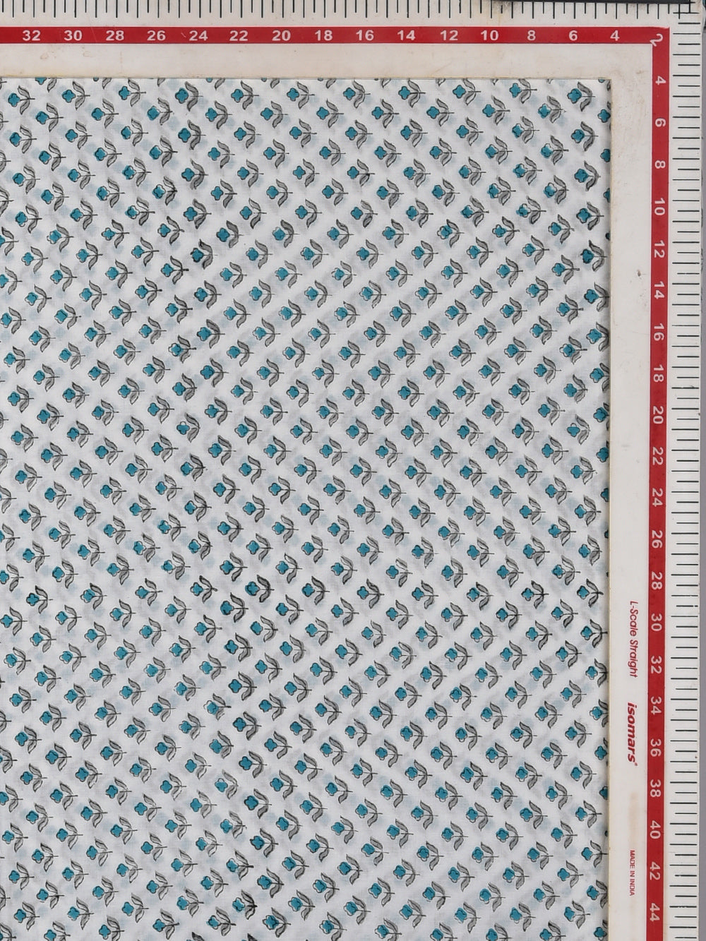 Fulwa Booti Teal Cotton Cambric Sanganeri Hand Block Printed Fabric