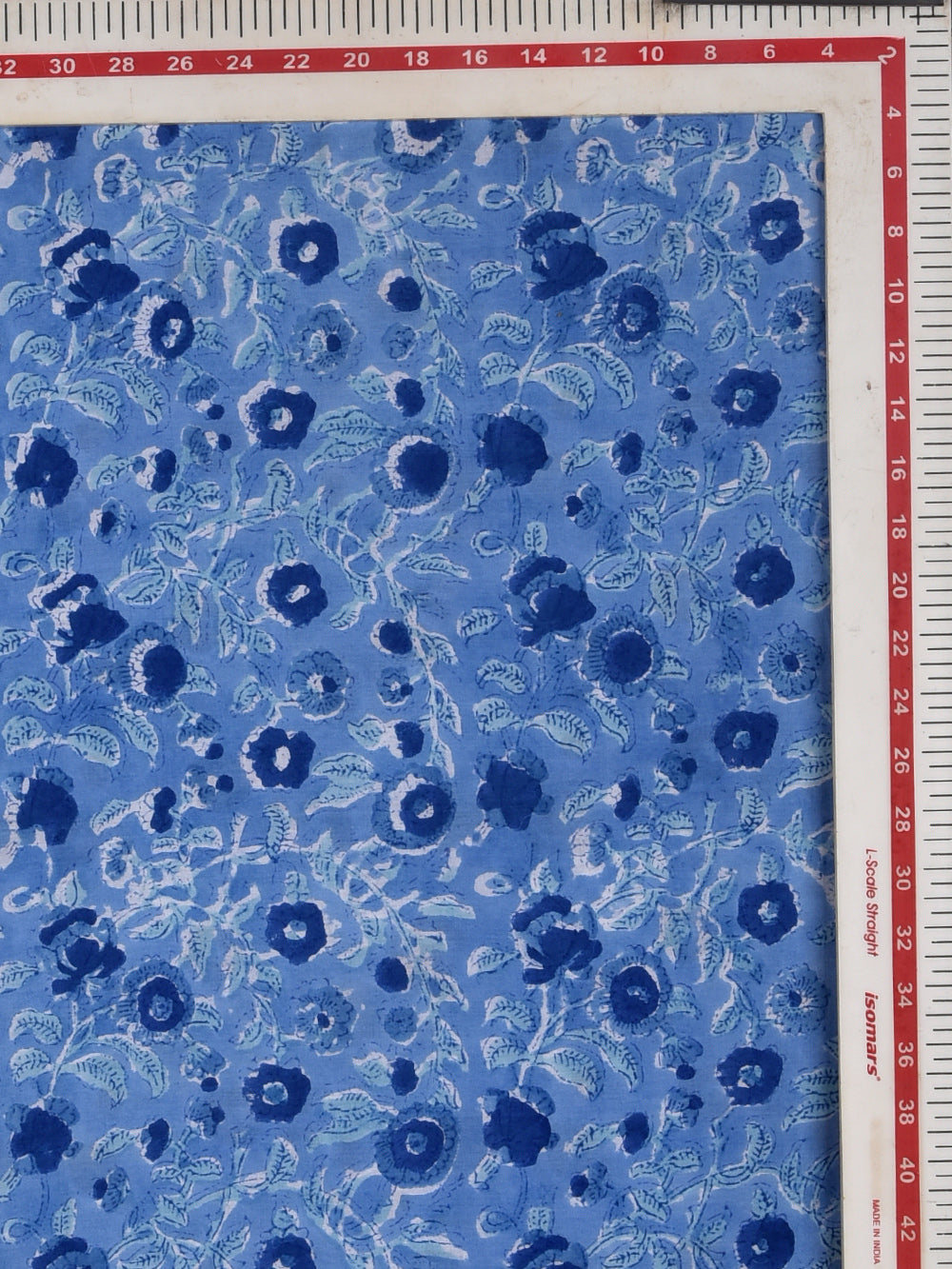 Aasmani Chote Phool Jaal Cotton Cambric Sanganeri Hand Block Printed Fabric