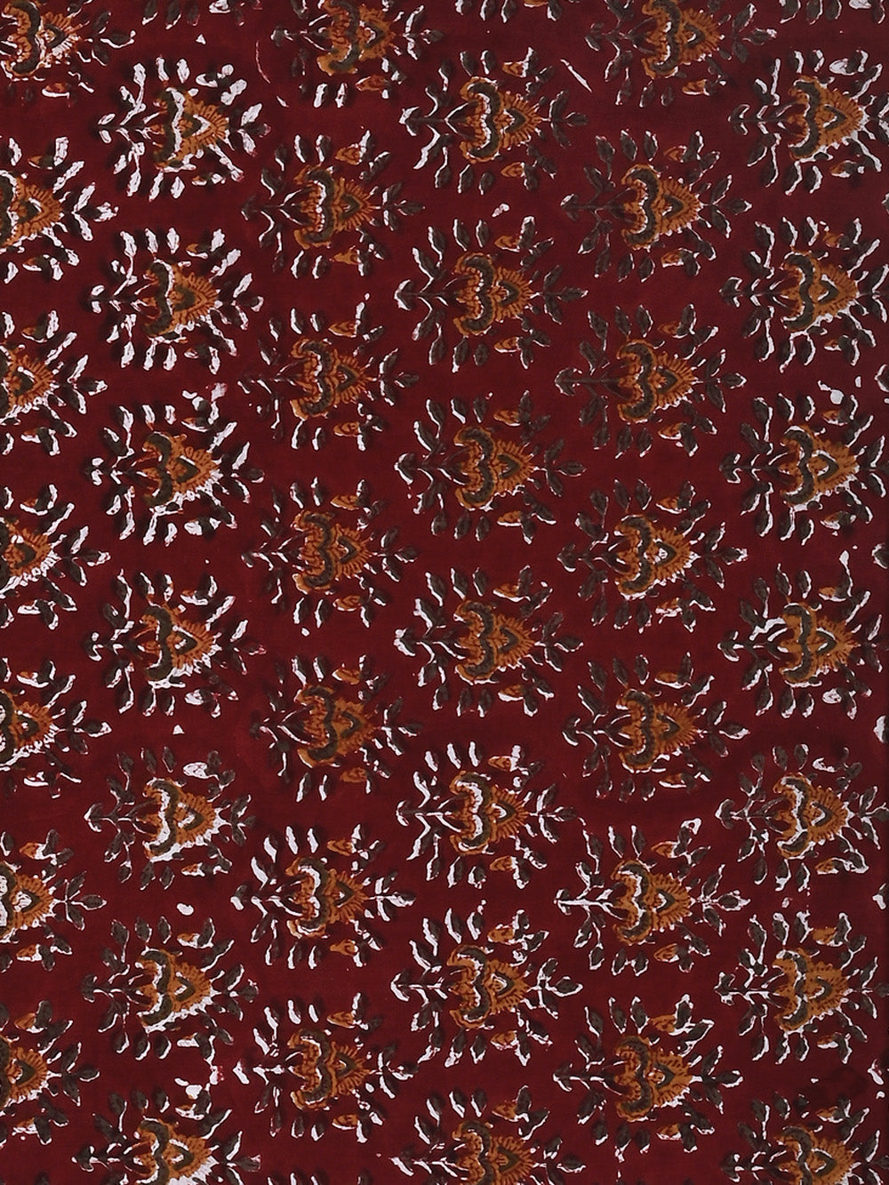 Red Bouquet Flower Booti Pattern Cotton Cambric Sanganeri Hand Block Printed Fabric