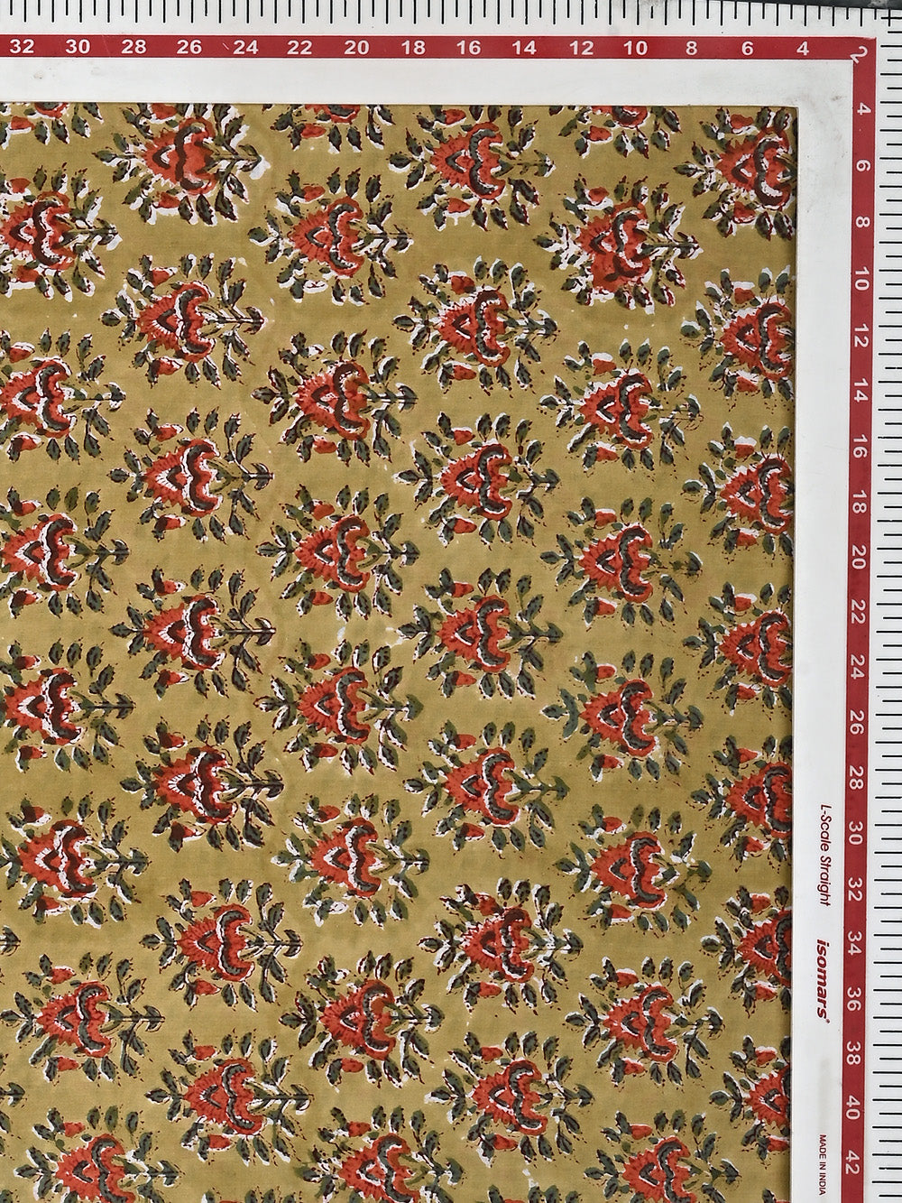 Yellow Bouquet Flower Booti Pattern Cotton Cambric Sanganeri Hand Block Printed Fabric