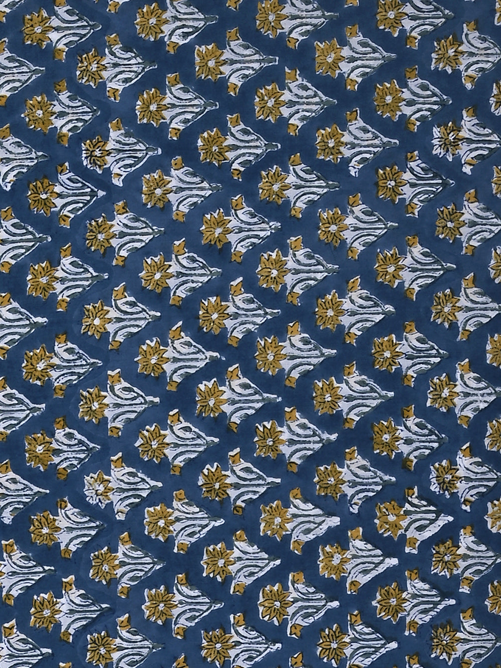 Blue - Block Print Cotton Sanganeri Floral Dupatta 16