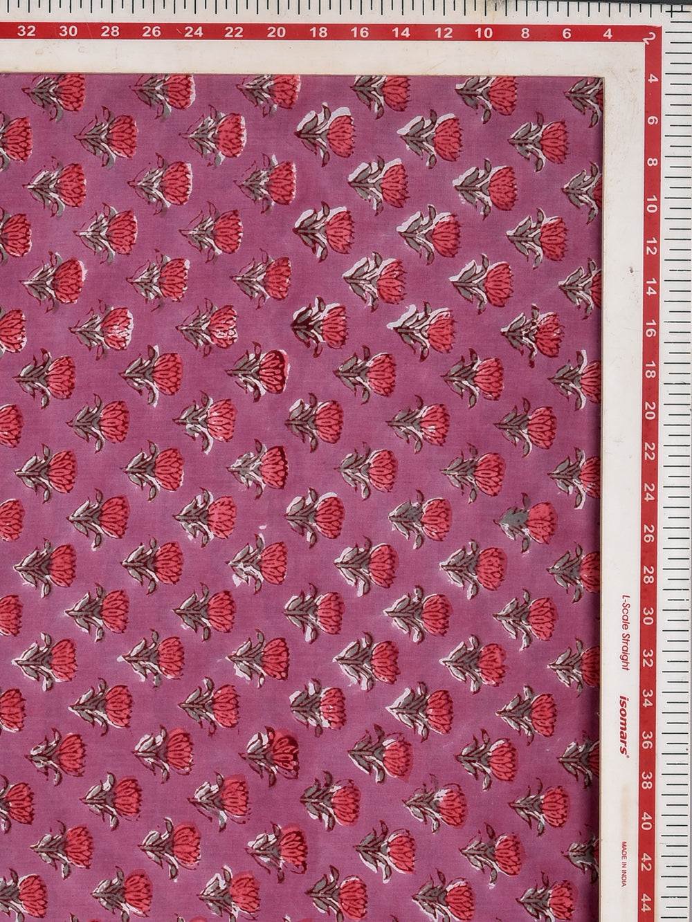 Mauve Pink Chintz Booti Cotton Cambric Sanganeri Hand Block Printed Fabric