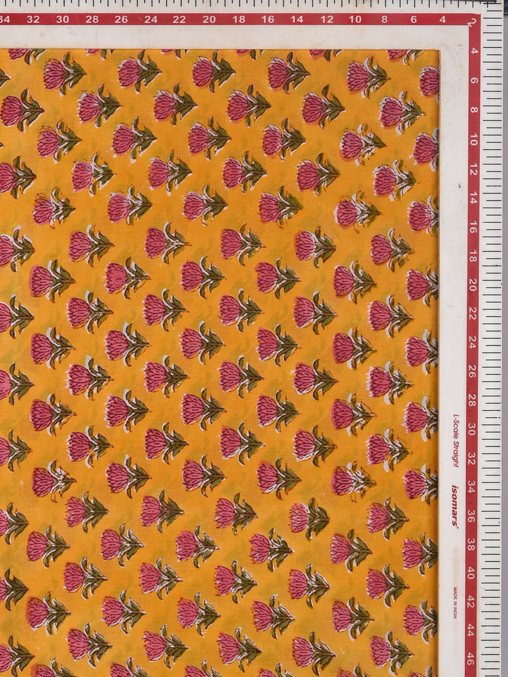 Yellow Chintz Booti Cotton Cambric Sanganeri Hand Block Printed Fabric
