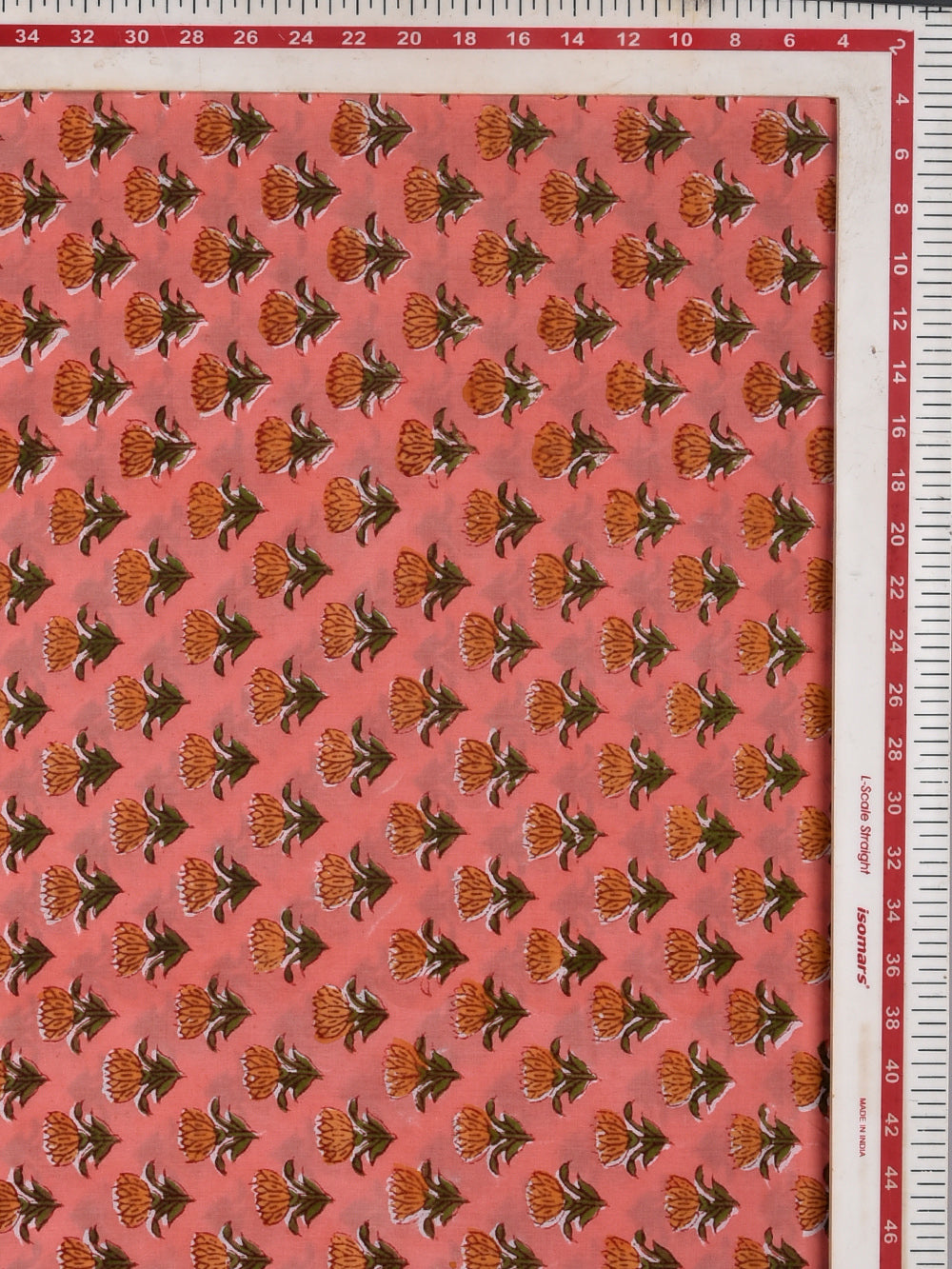 Pink Chintz Booti Cotton Cambric Sanganeri Hand Block Printed Fabric