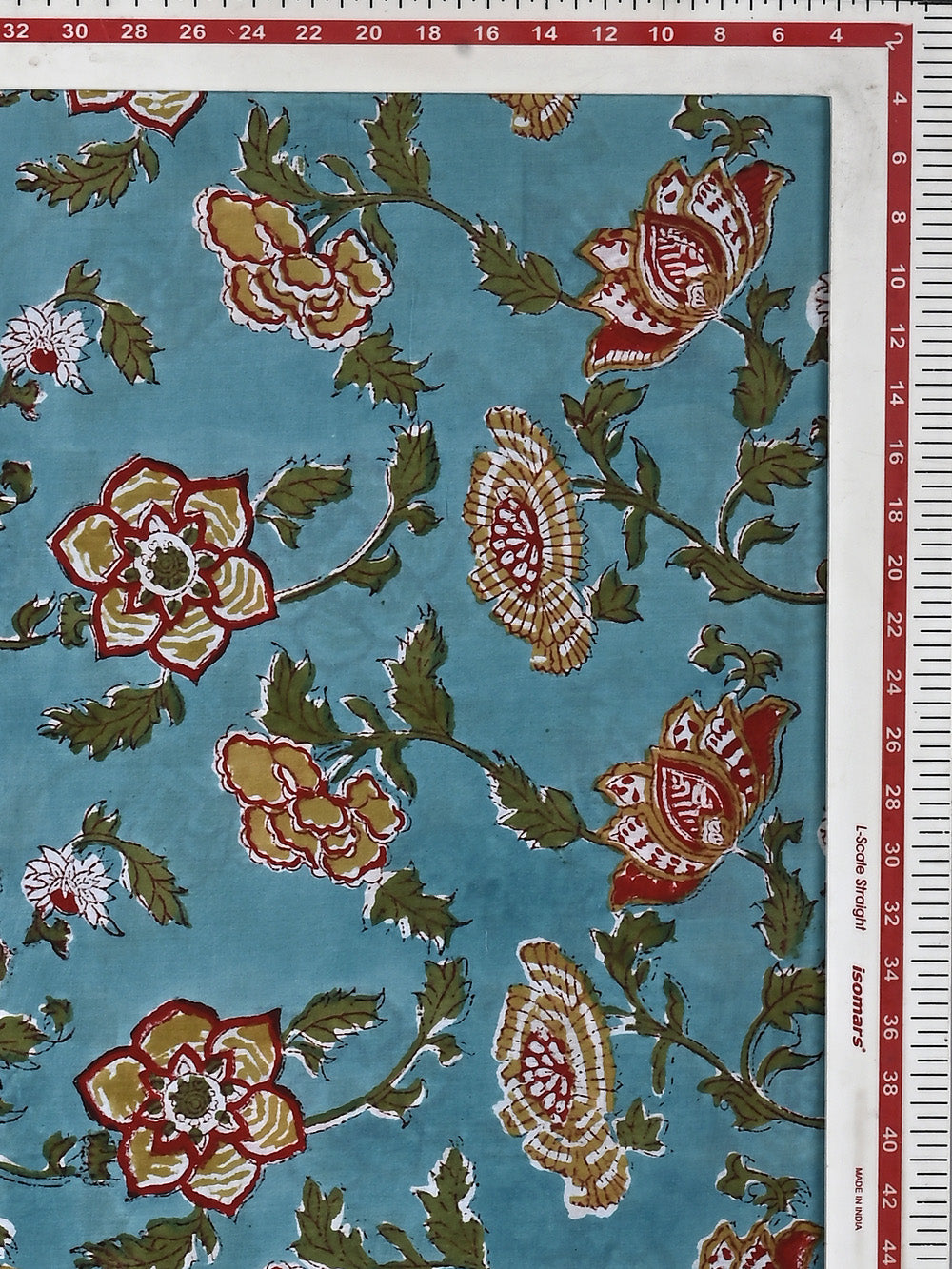 Blue Chintz Jaal Pattern Cotton Cambric Sanganeri Hand Block Printed Fabric