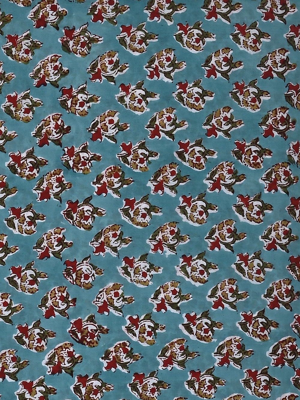 Blue Choti Booti Pattern Cotton Cambric Sanganeri Hand Block Printed Fabric