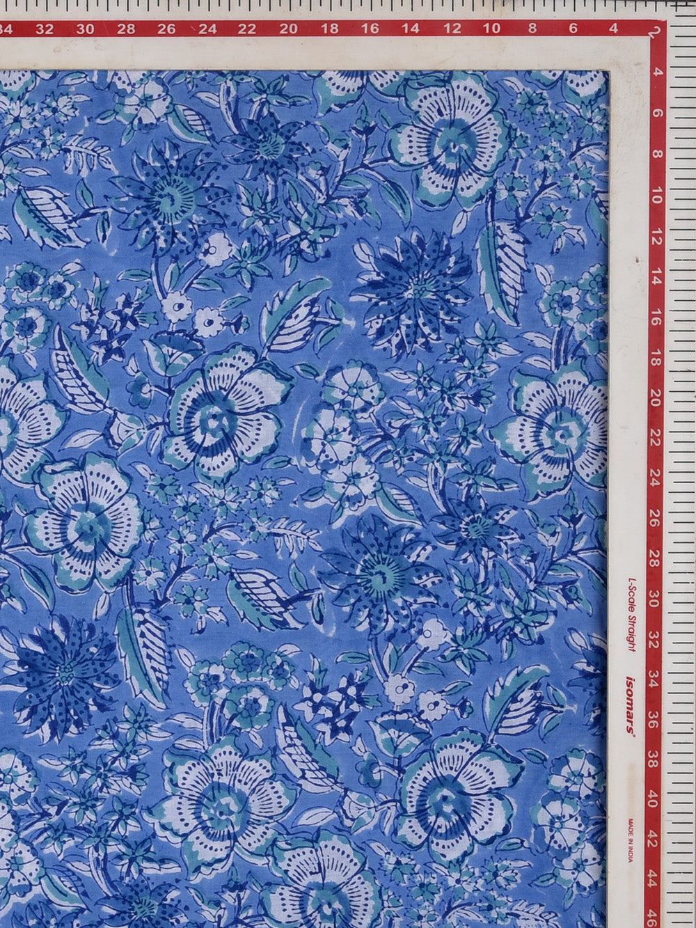 Aasmani Jaal Cotton Cambric Sanganeri Hand Block Printed Fabric