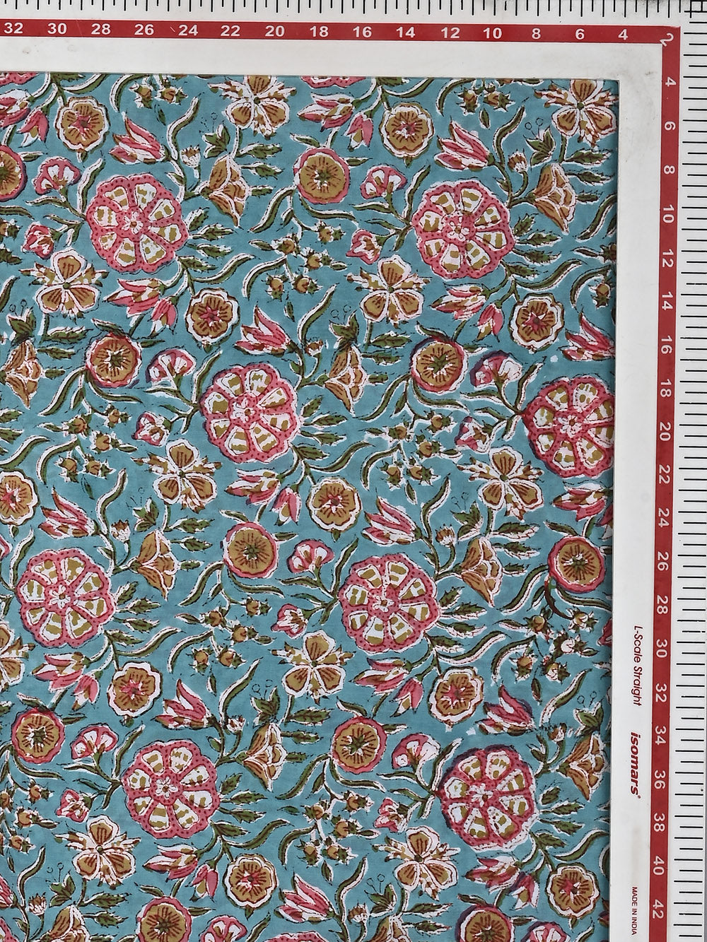 Blue Anokhi Jaal Pattern Cotton Cambric Sanganeri Hand Block Printed Fabric