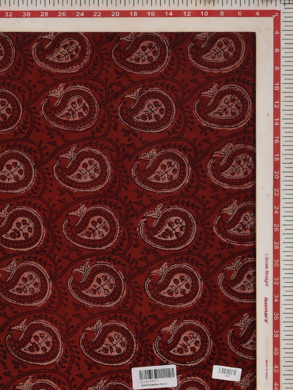 Ajrakh Maroon Ambi Jaal Hand Printed Modal Fabric