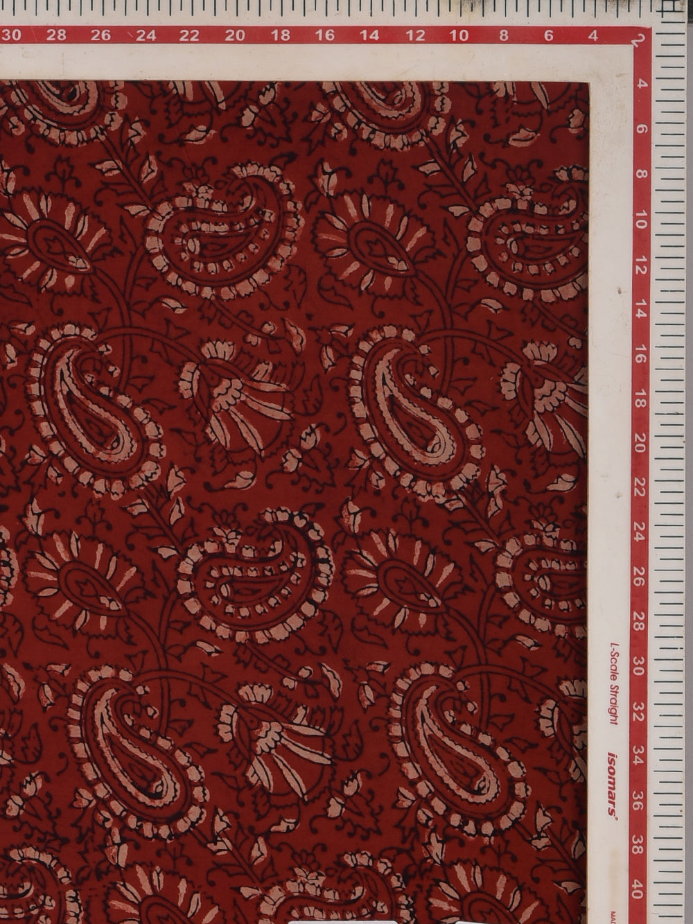 Ajrakh Maroon Kairi Jaal Hand Printed Modal Fabric