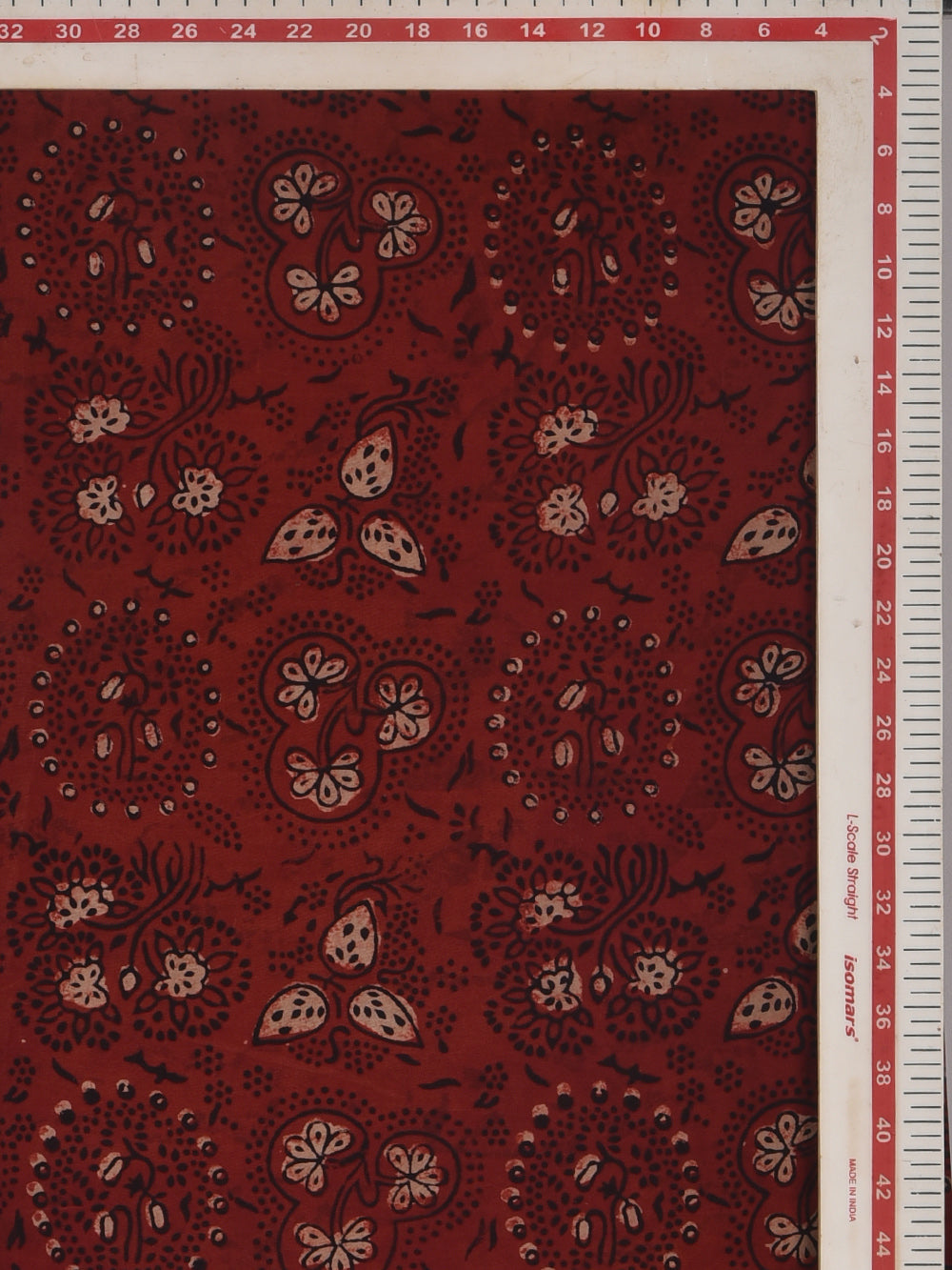 Ajrakh Maroon Bahut Phool Hand Printed Modal Fabric